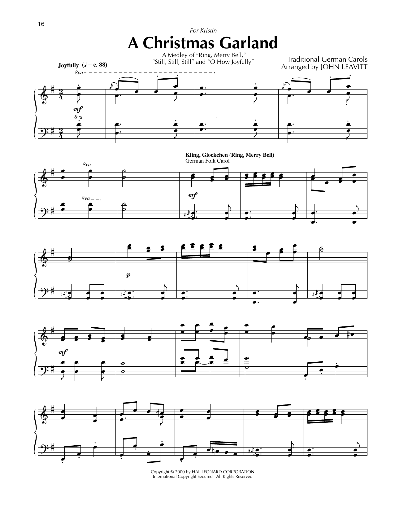 Download Traditional German Carols A Christmas Garland (arr. John Leavitt) Sheet Music and learn how to play Piano Solo PDF digital score in minutes