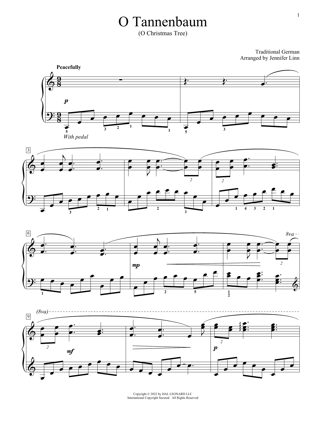 Download Traditional German O Tannenbaum (arr. Jennifer Linn) Sheet Music and learn how to play Educational Piano PDF digital score in minutes