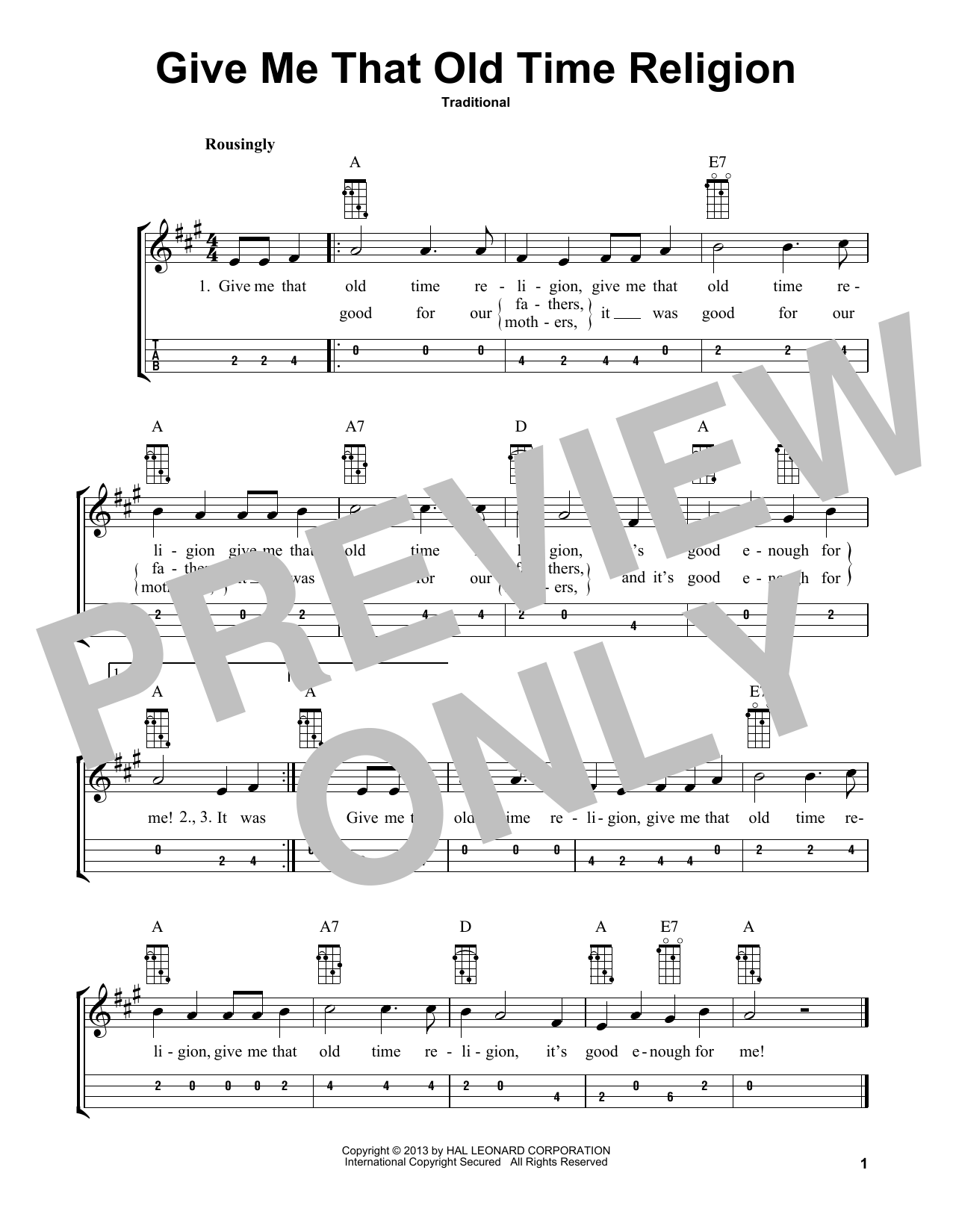 Download Traditional Give Me That Old Time Religion (arr. Bobby Westfall) Sheet Music and learn how to play Mandolin PDF digital score in minutes