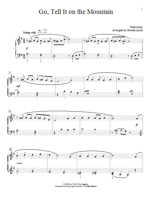 Download African-American Spiritual Go Tell It On The Mountain Sheet Music and learn how to play Easy Piano PDF digital score in minutes