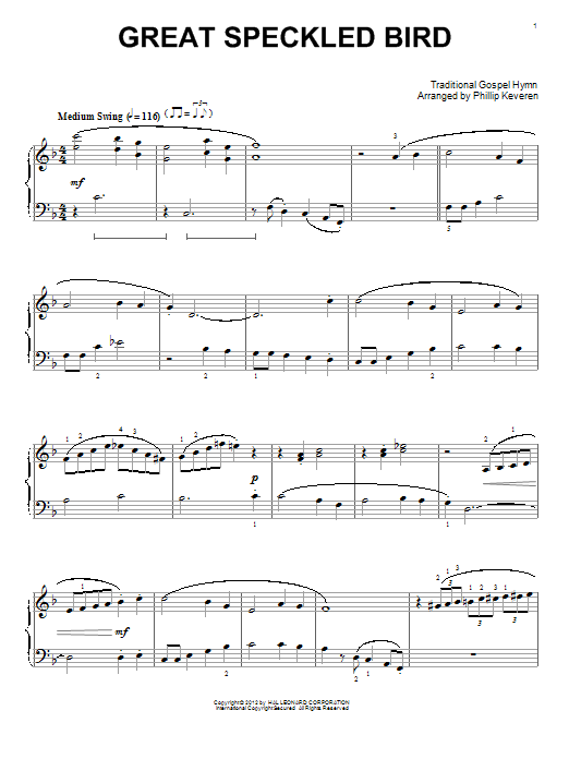 Download Phillip Keveren Great Speckled Bird Sheet Music and learn how to play Piano PDF digital score in minutes