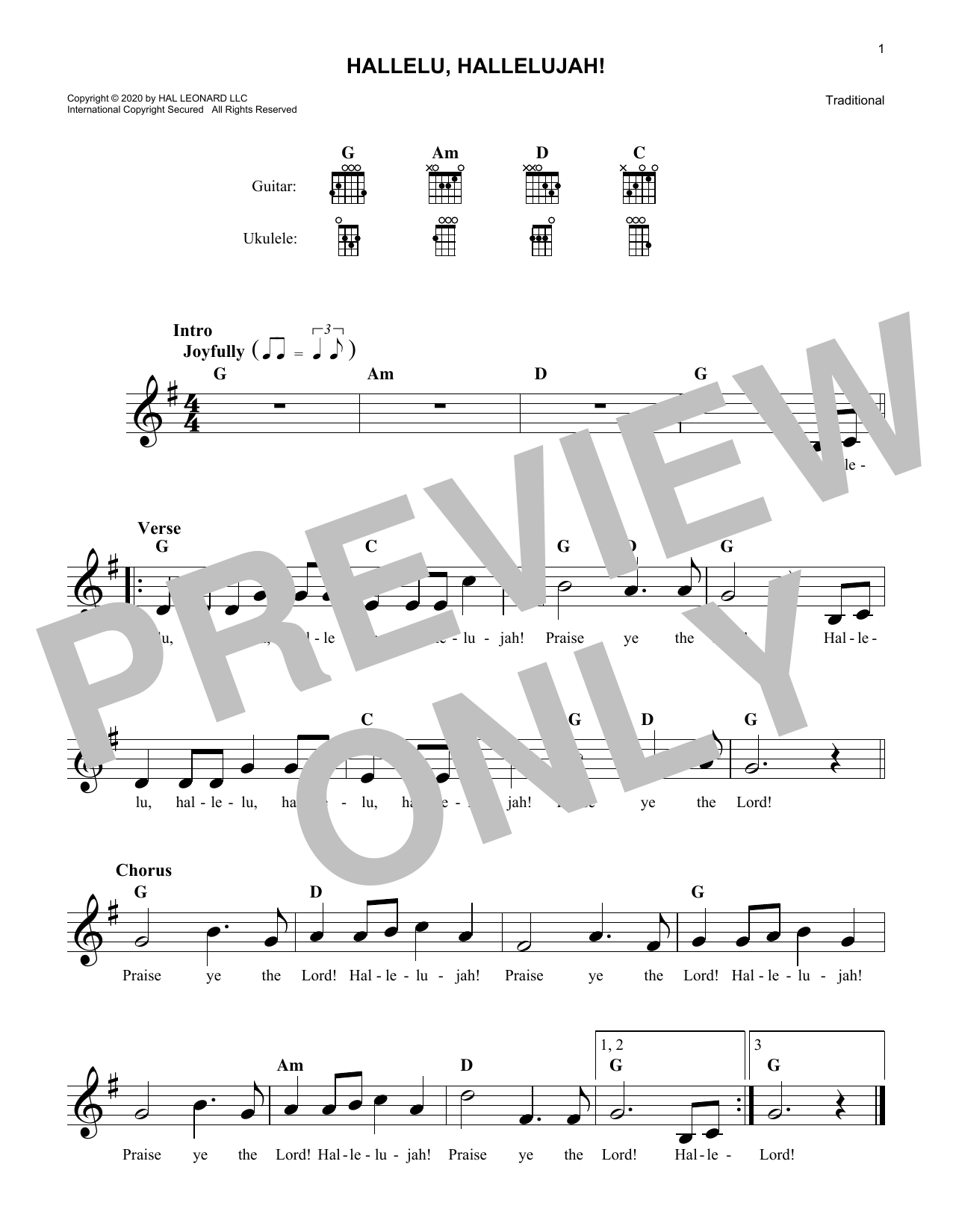 Download Traditional Hallelu, Hallelujah! Sheet Music and learn how to play 5-Finger Piano PDF digital score in minutes