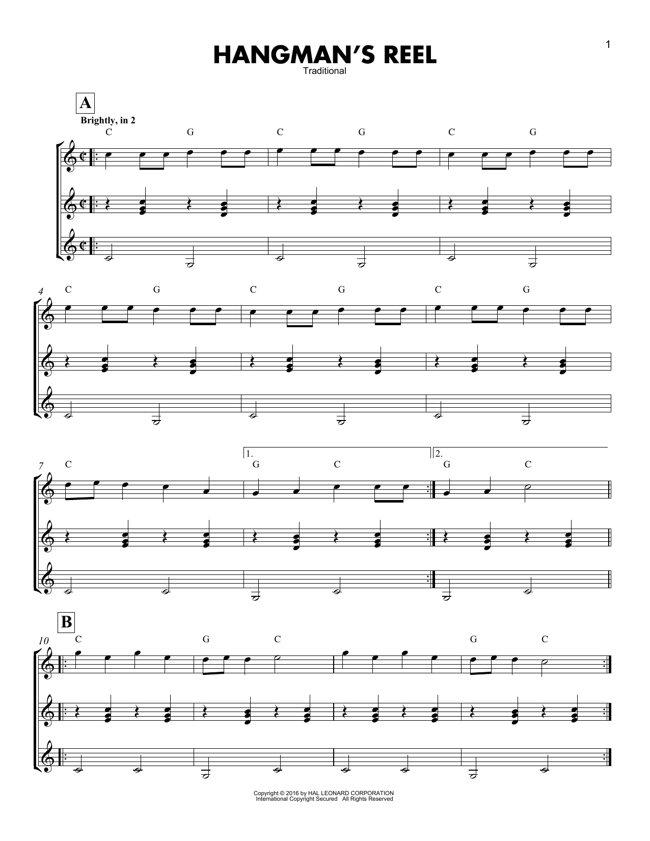Download Traditional Hangman's Reel Sheet Music and learn how to play GTRENS PDF digital score in minutes