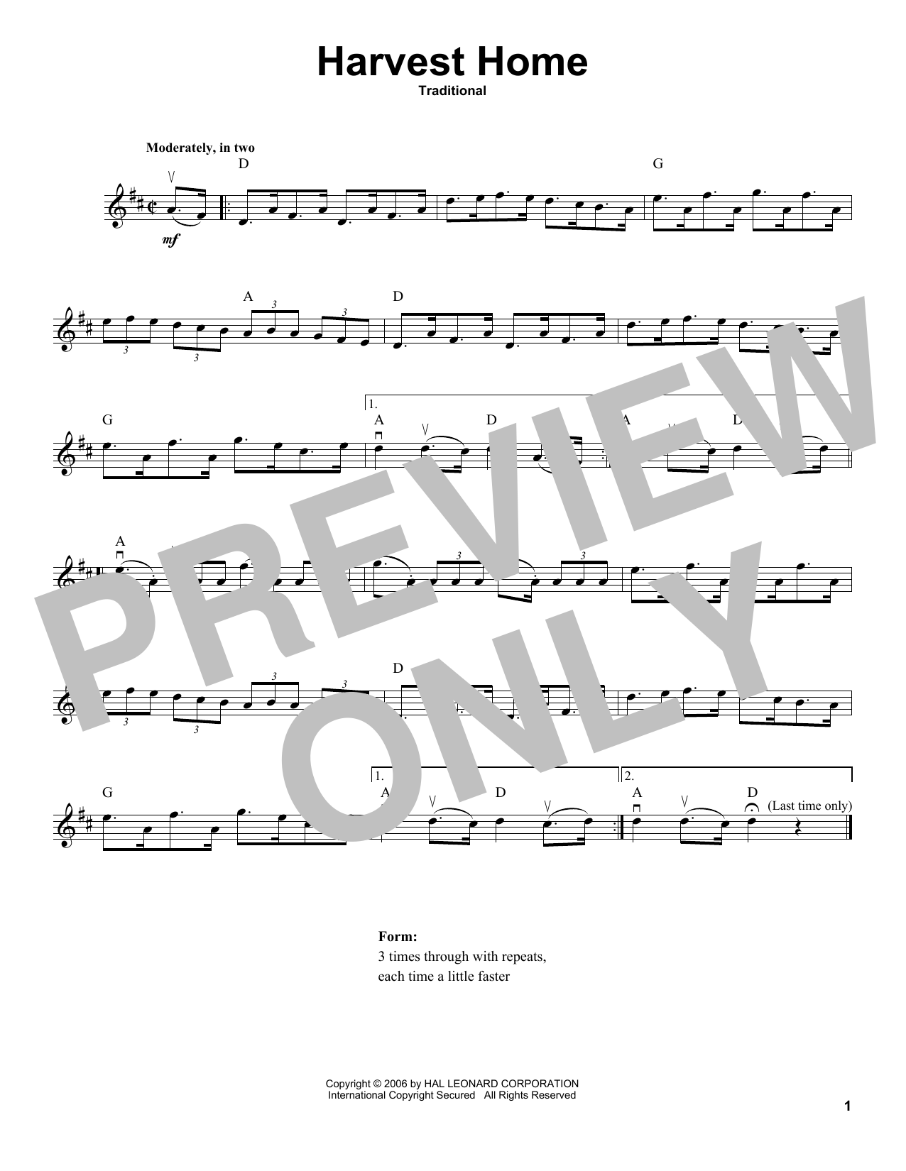 Download Traditional Harvest Home Sheet Music and learn how to play Violin Solo PDF digital score in minutes