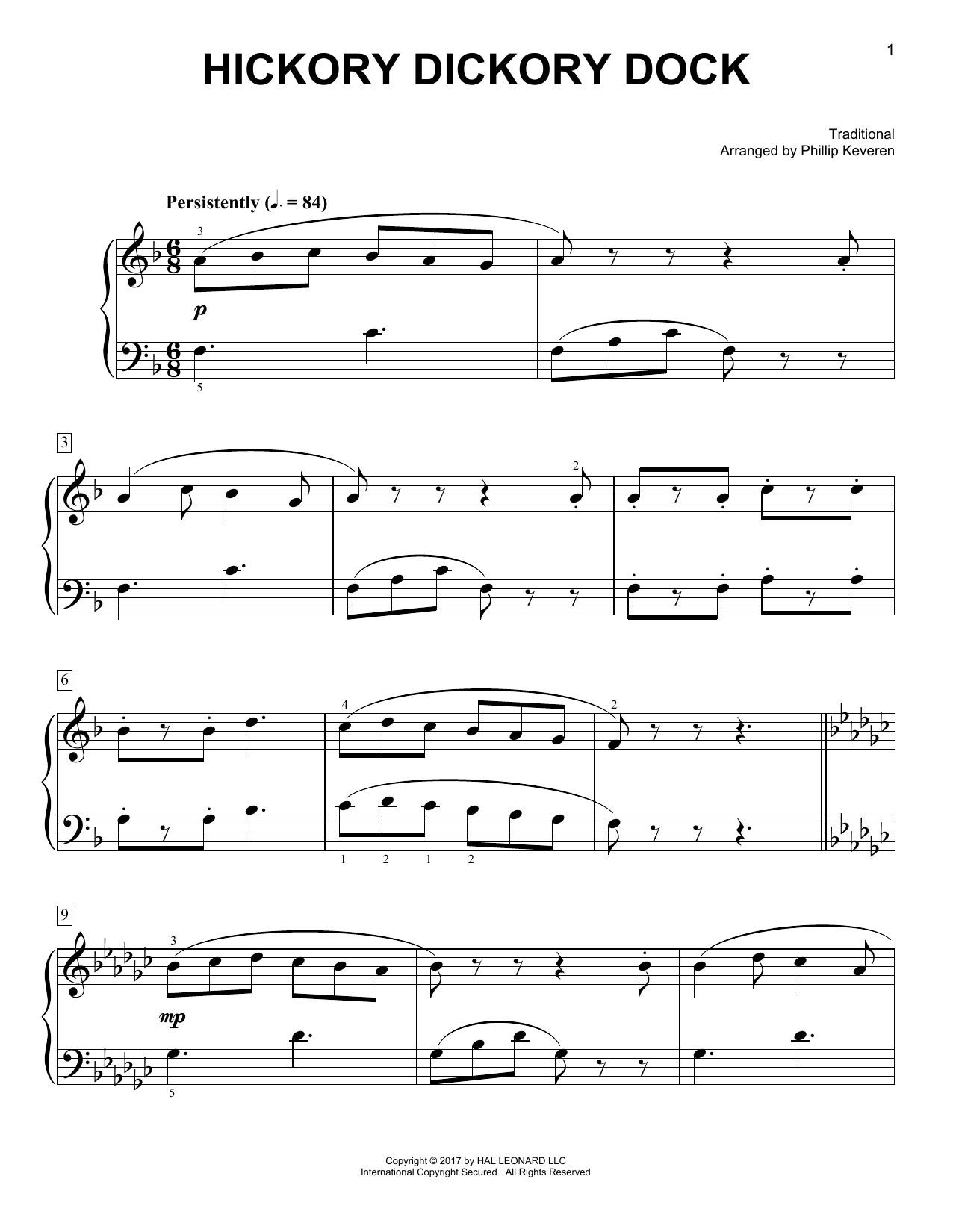 Download Phillip Keveren Hickory Dickory Dock Sheet Music and learn how to play Easy Piano PDF digital score in minutes