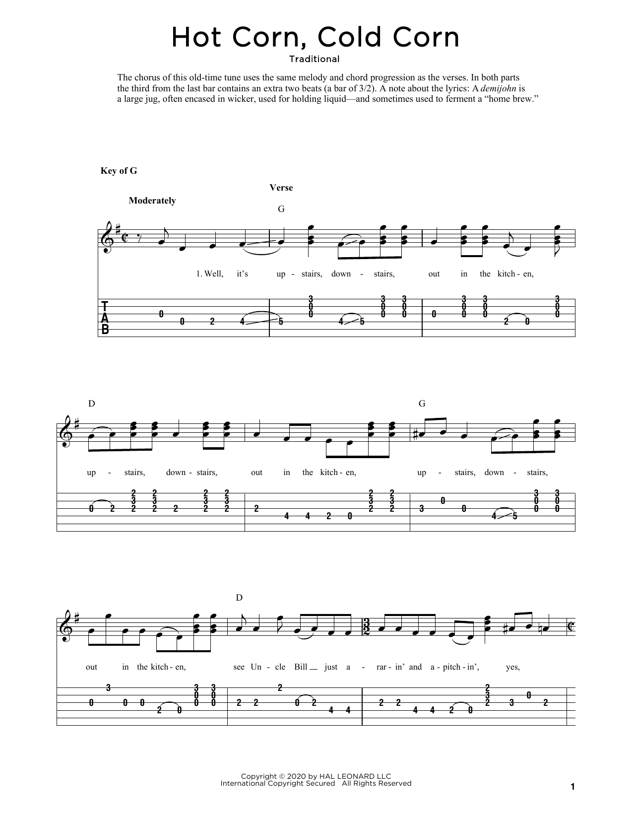 Download Traditional Hot Corn, Cold Corn (arr. Fred Sokolow) Sheet Music and learn how to play Solo Guitar PDF digital score in minutes