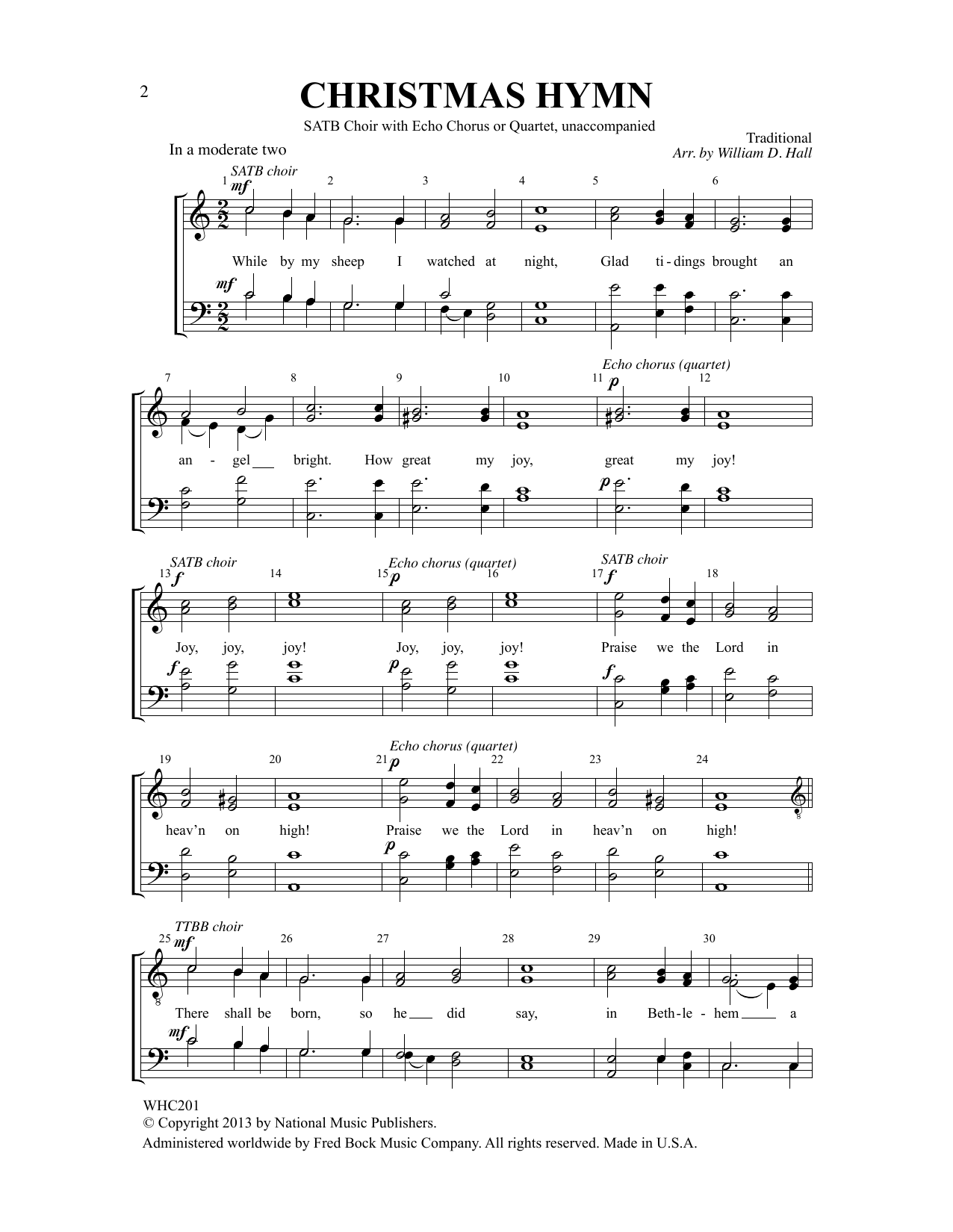 Download Traditional How Great Our Joy (arr. William D. Hall) Sheet Music and learn how to play SATB Choir PDF digital score in minutes