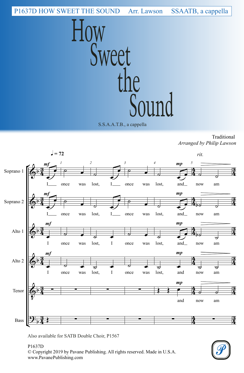 Download Traditional How Sweet the Sound (arr. Philip Lawson) Sheet Music and learn how to play Choir PDF digital score in minutes