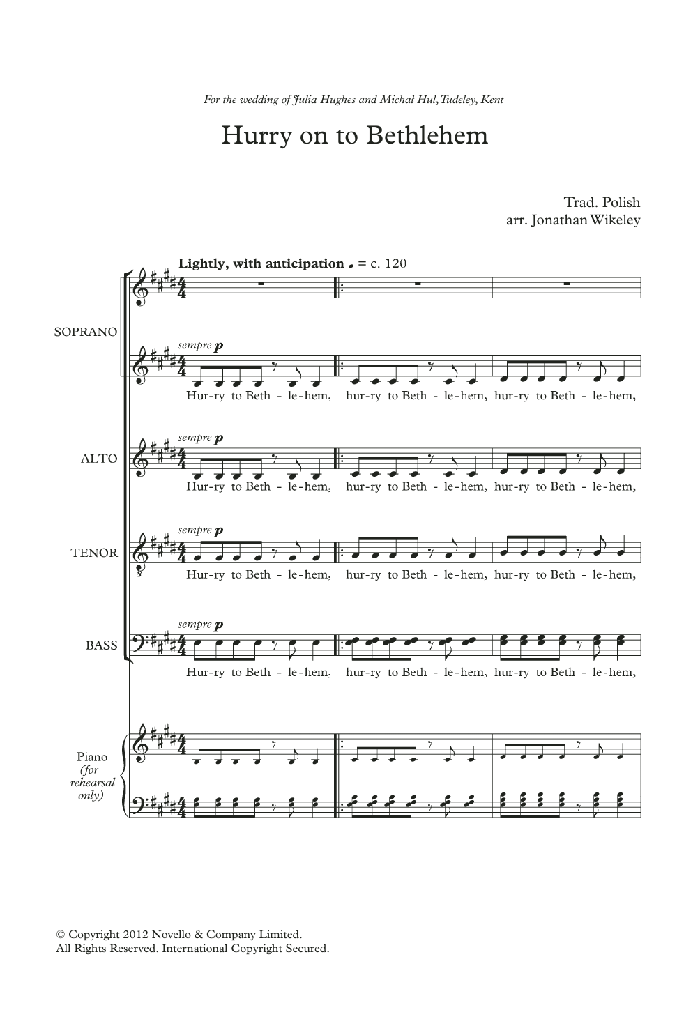Download Traditional Hurry On To Bethlehem (arr. Jonathan Wikeley) Sheet Music and learn how to play SATB Choir PDF digital score in minutes