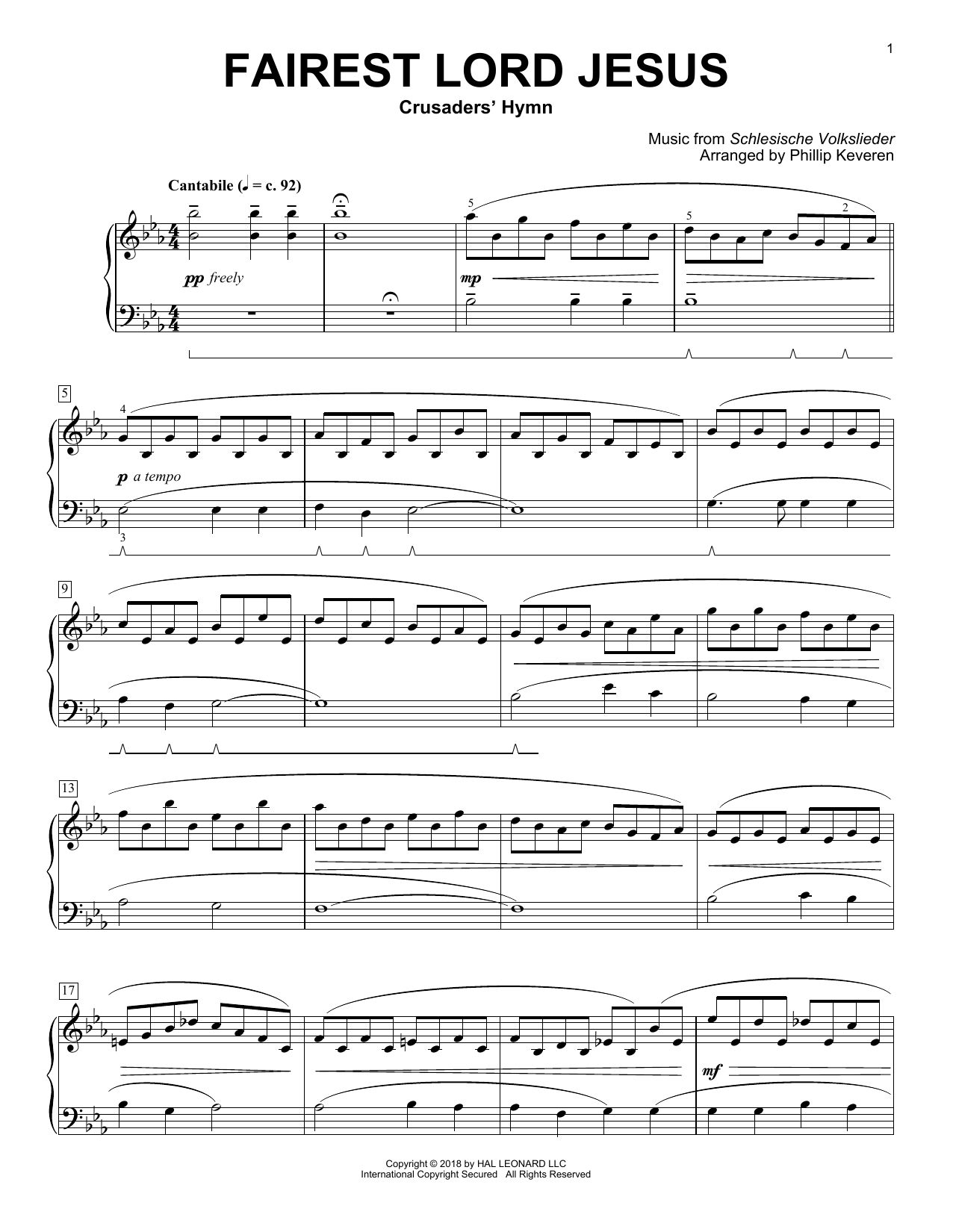 Download Traditional Hymn Fairest Lord Jesus [Classical version] (arr. Phillip Keveren) Sheet Music and learn how to play Piano Solo PDF digital score in minutes