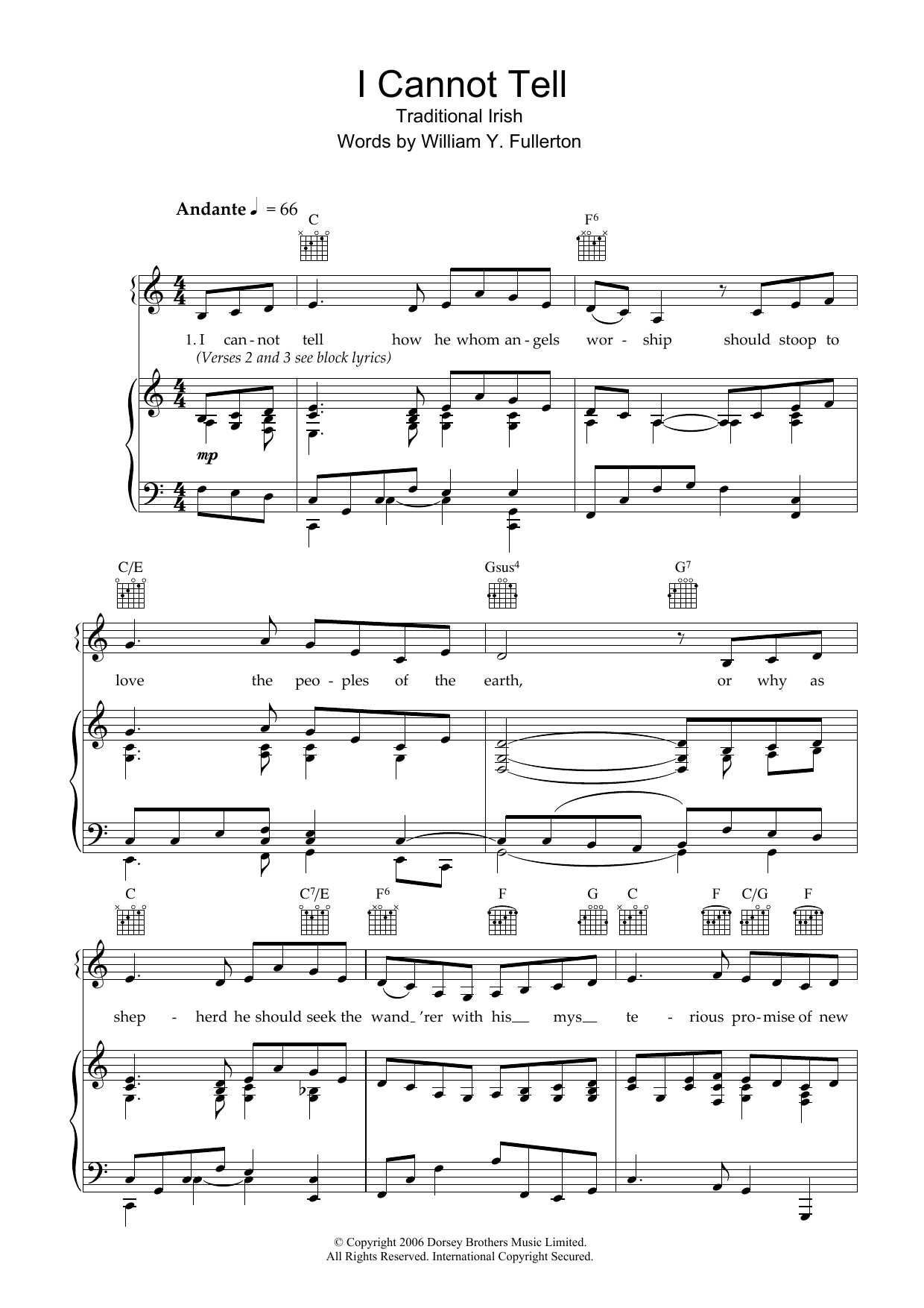 Download Traditional I Cannot Tell Sheet Music and learn how to play Piano, Vocal & Guitar (Right-Hand Melody) PDF digital score in minutes