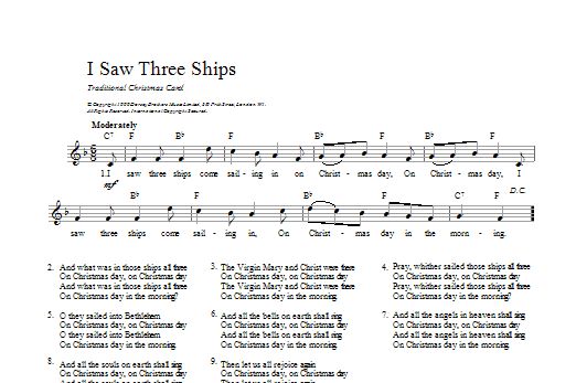 Download Christmas Carol I Saw Three Ships Sheet Music and learn how to play Guitar Tab PDF digital score in minutes