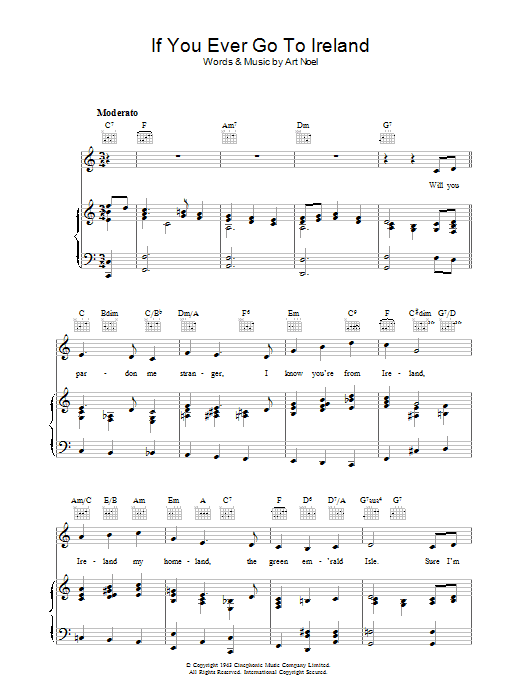 Download Traditional If You Ever Go To Ireland Sheet Music and learn how to play Piano, Vocal & Guitar (Right-Hand Melody) PDF digital score in minutes