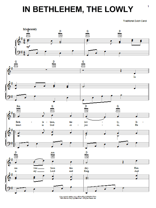 Download Traditional In Bethlehem, The Lowly Sheet Music and learn how to play Piano, Vocal & Guitar (Right-Hand Melody) PDF digital score in minutes