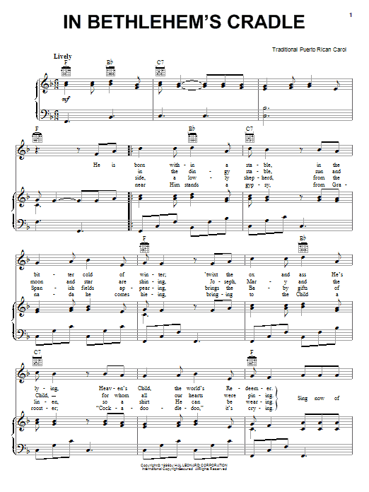 Download Traditional In Bethlehem's Cradle Sheet Music and learn how to play Piano, Vocal & Guitar (Right-Hand Melody) PDF digital score in minutes