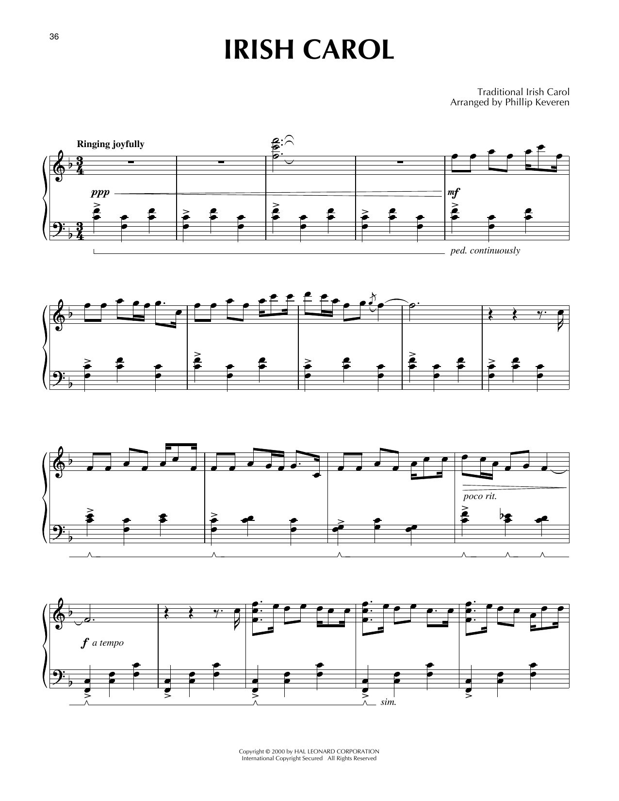 Download Traditional Irish Carol Irish Carol [Celtic version] (arr. Phillip Keveren) Sheet Music and learn how to play Piano Solo PDF digital score in minutes