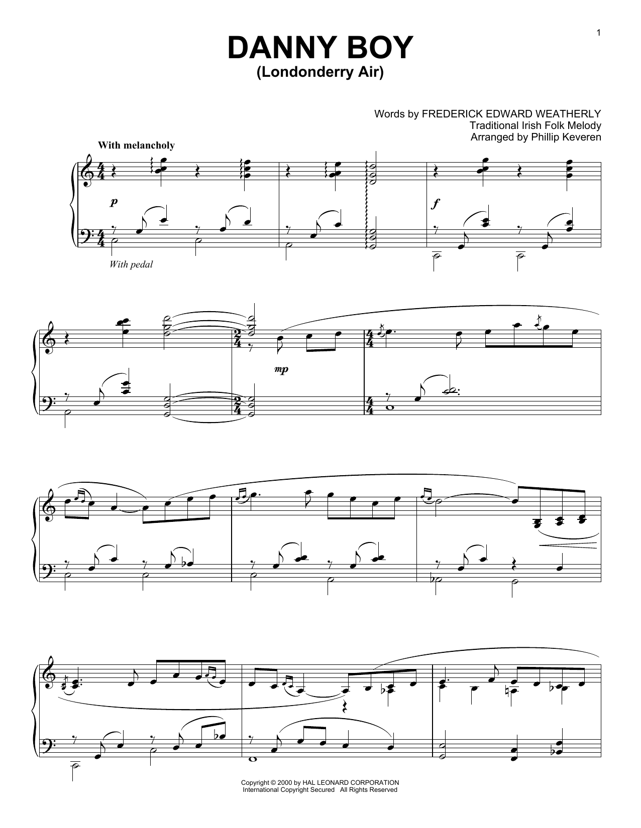 Download Traditional Irish Danny Boy (arr. Phillip Keveren) Sheet Music and learn how to play Piano Solo PDF digital score in minutes