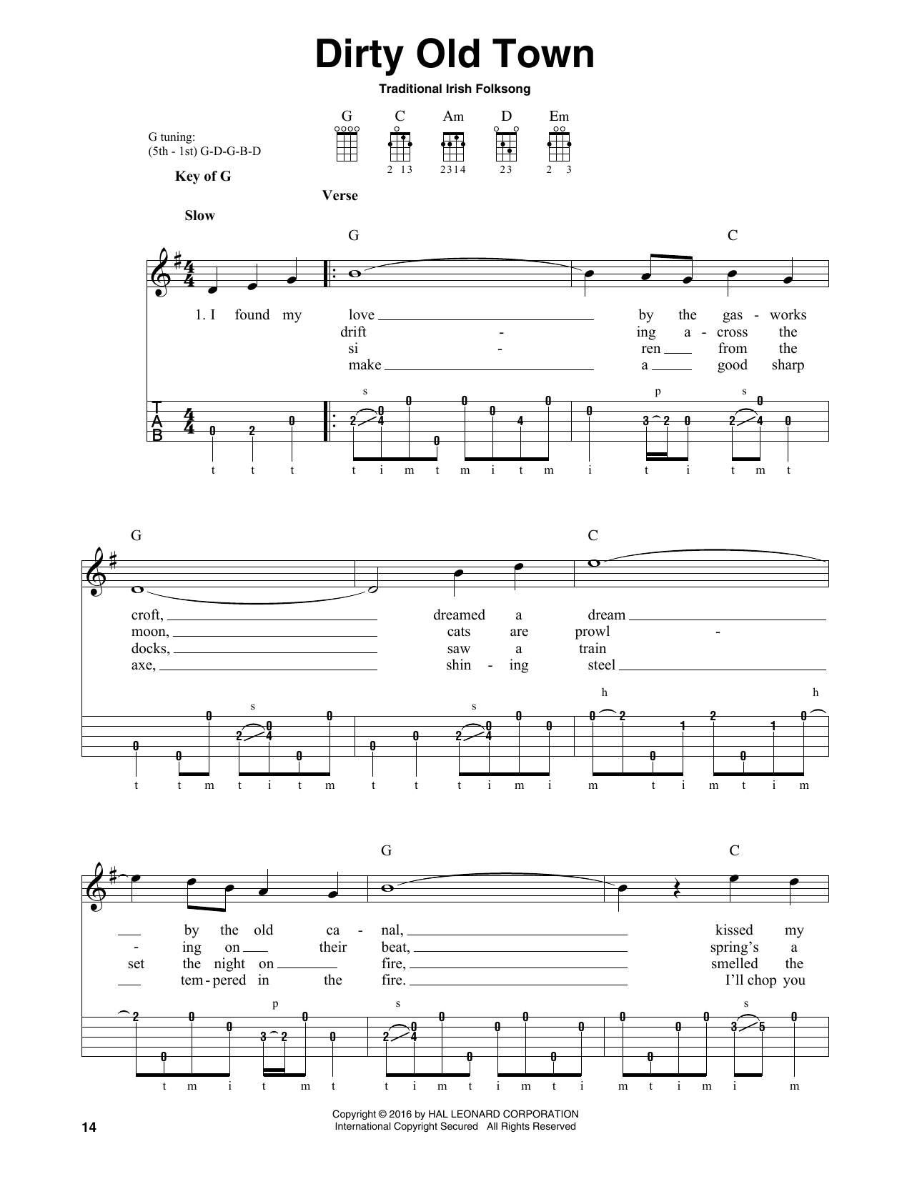 Download Traditional Irish Folk Song Dirty Old Town Sheet Music and learn how to play Banjo PDF digital score in minutes