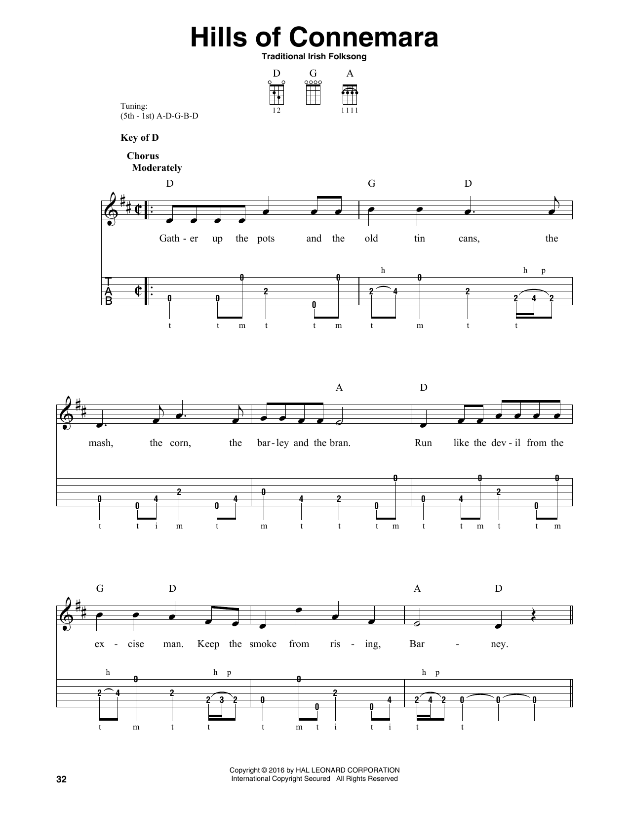 Download Traditional Irish Folk Song Hills Of Connemara Sheet Music and learn how to play Banjo PDF digital score in minutes