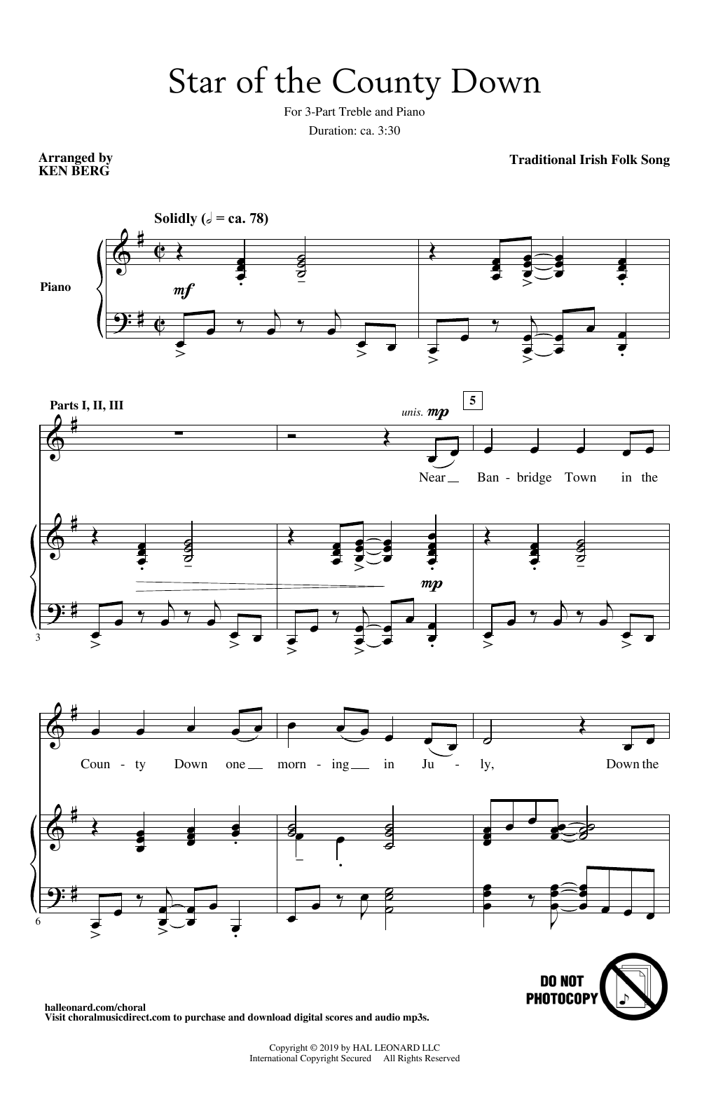Download Traditional Irish Folk Song Star Of The County Down (arr. Ken Berg) Sheet Music and learn how to play 2-Part Choir PDF digital score in minutes