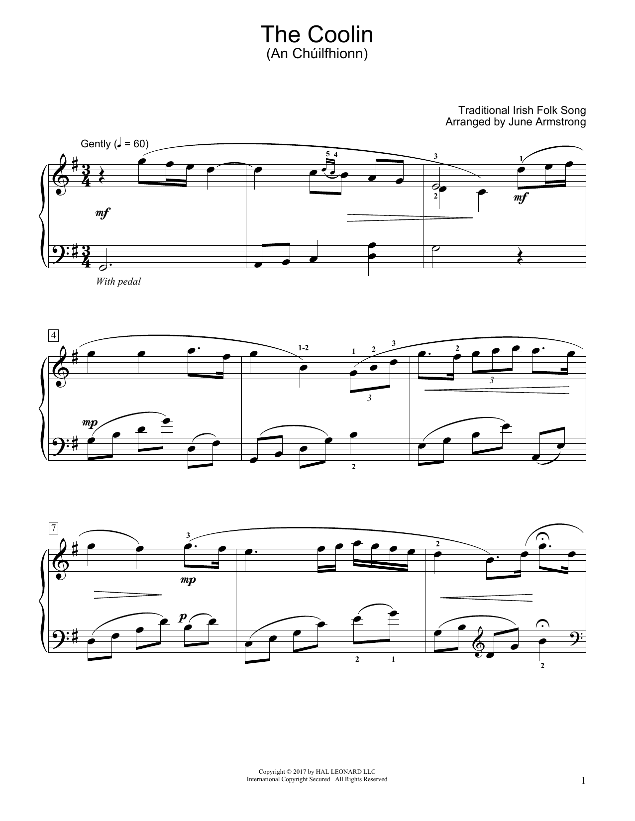 Download Traditional Irish Folk Song The Coolin (An Chúilfhionn) (arr. June Armstrong) Sheet Music and learn how to play Educational Piano PDF digital score in minutes