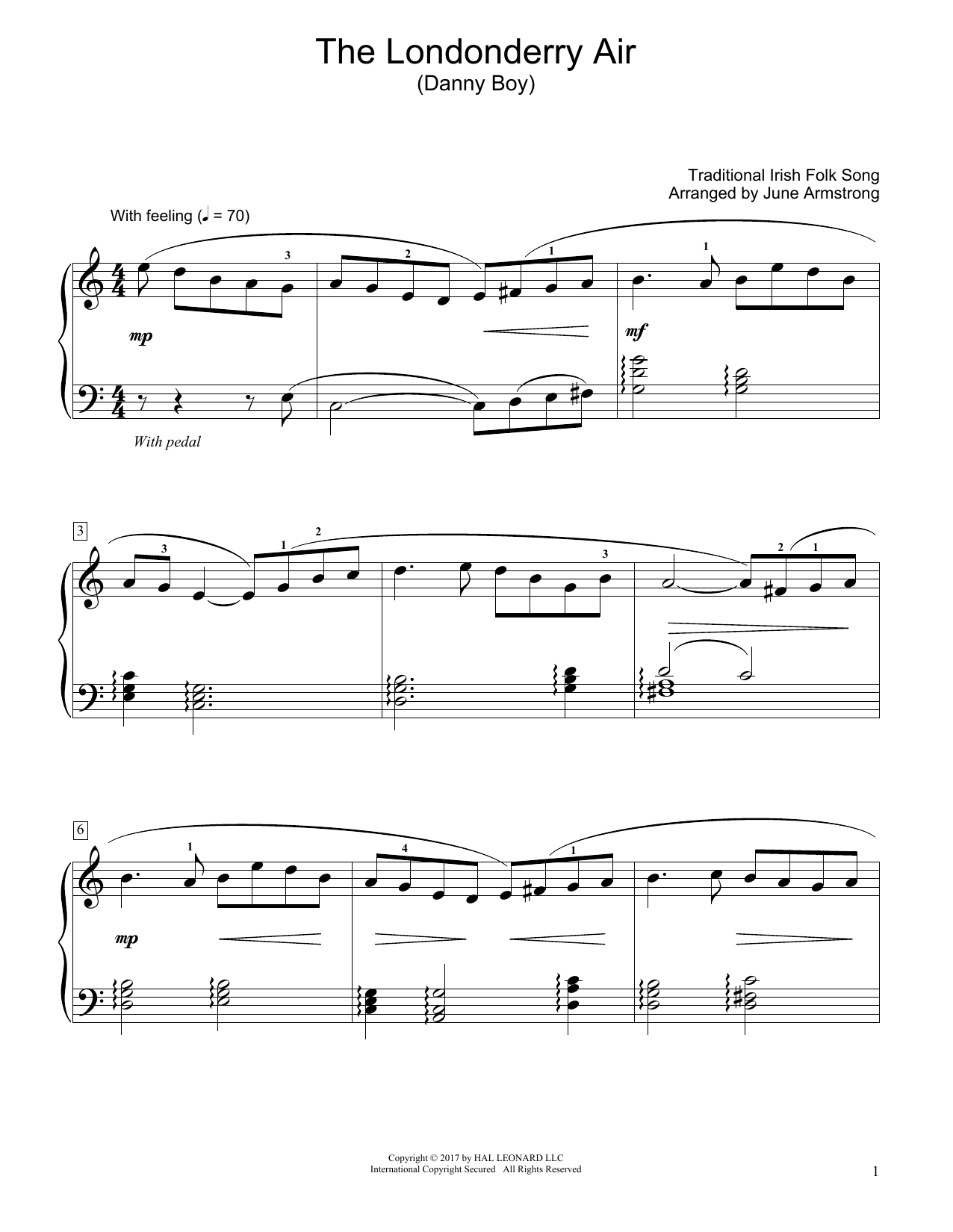 Download Traditional Irish Folk Song The Londonderry Air (Danny Boy) (arr. June Armstrong) Sheet Music and learn how to play Educational Piano PDF digital score in minutes