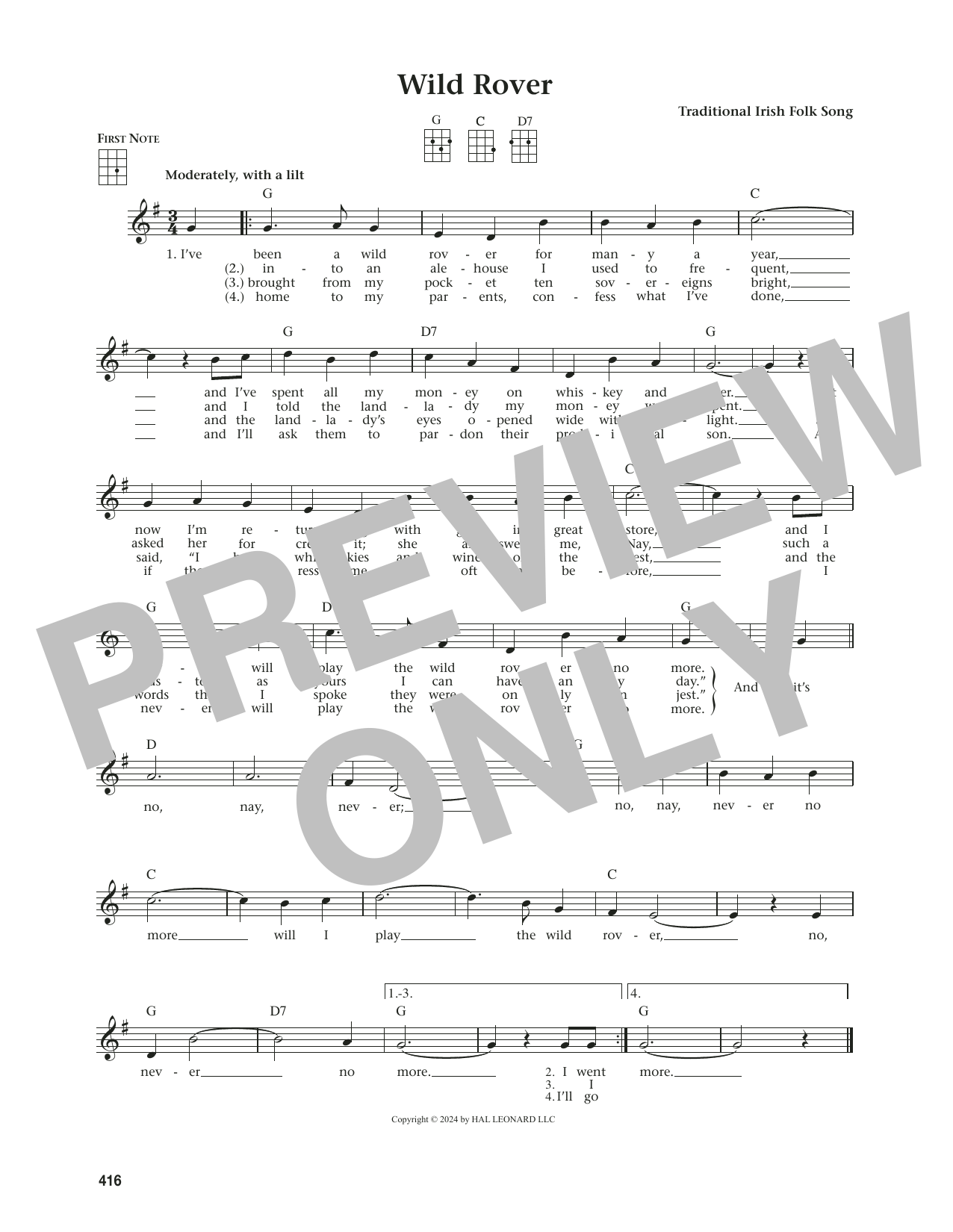 Download Traditional Irish Folk Song Wild Rover (from The Daily Ukulele) (arr. Jim Beloff) Sheet Music and learn how to play Ukulele PDF digital score in minutes