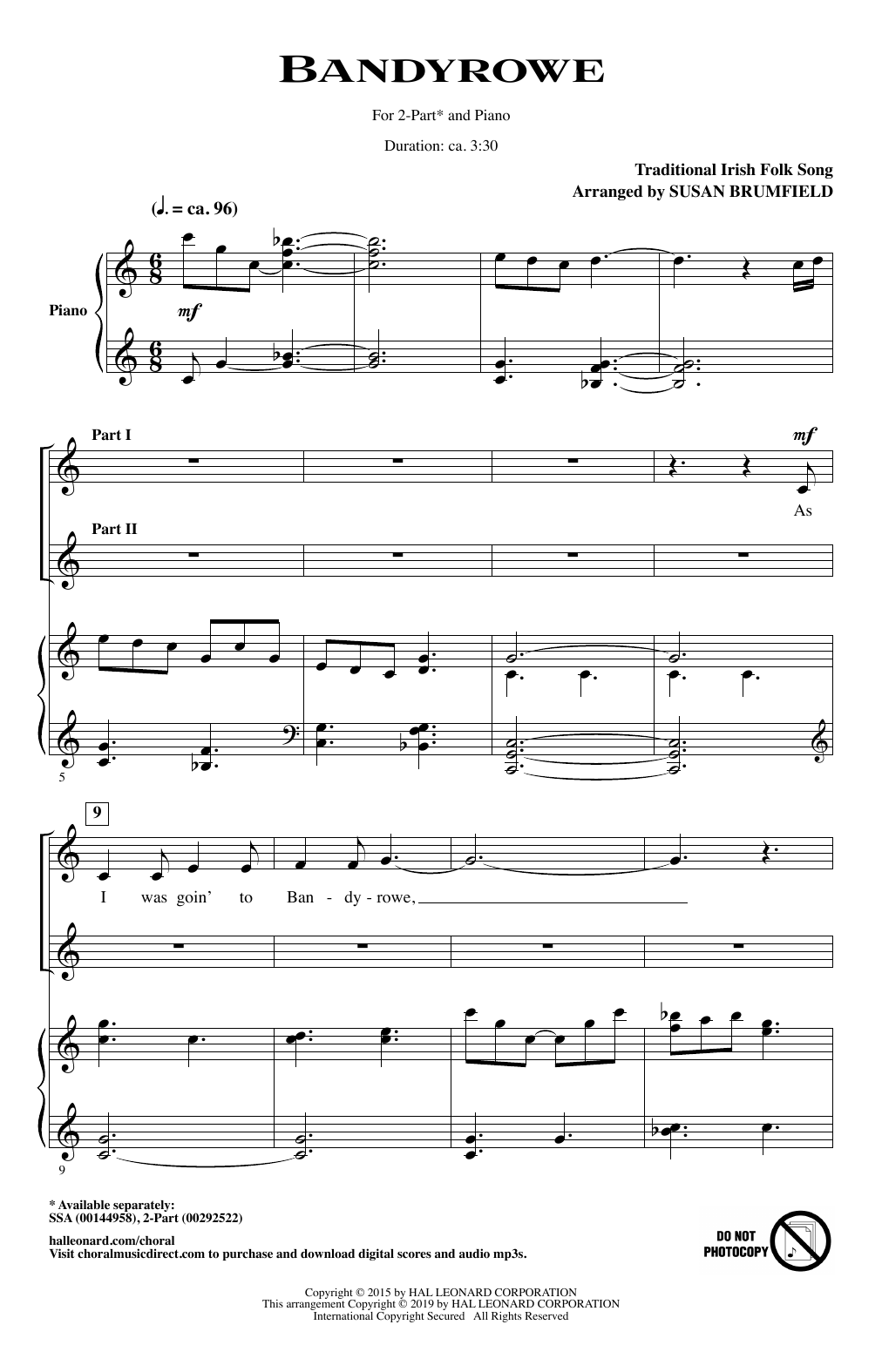 Download Traditional Irish Folksong Bandyrowe (arr. Susan Brumfield) Sheet Music and learn how to play 2-Part Choir PDF digital score in minutes