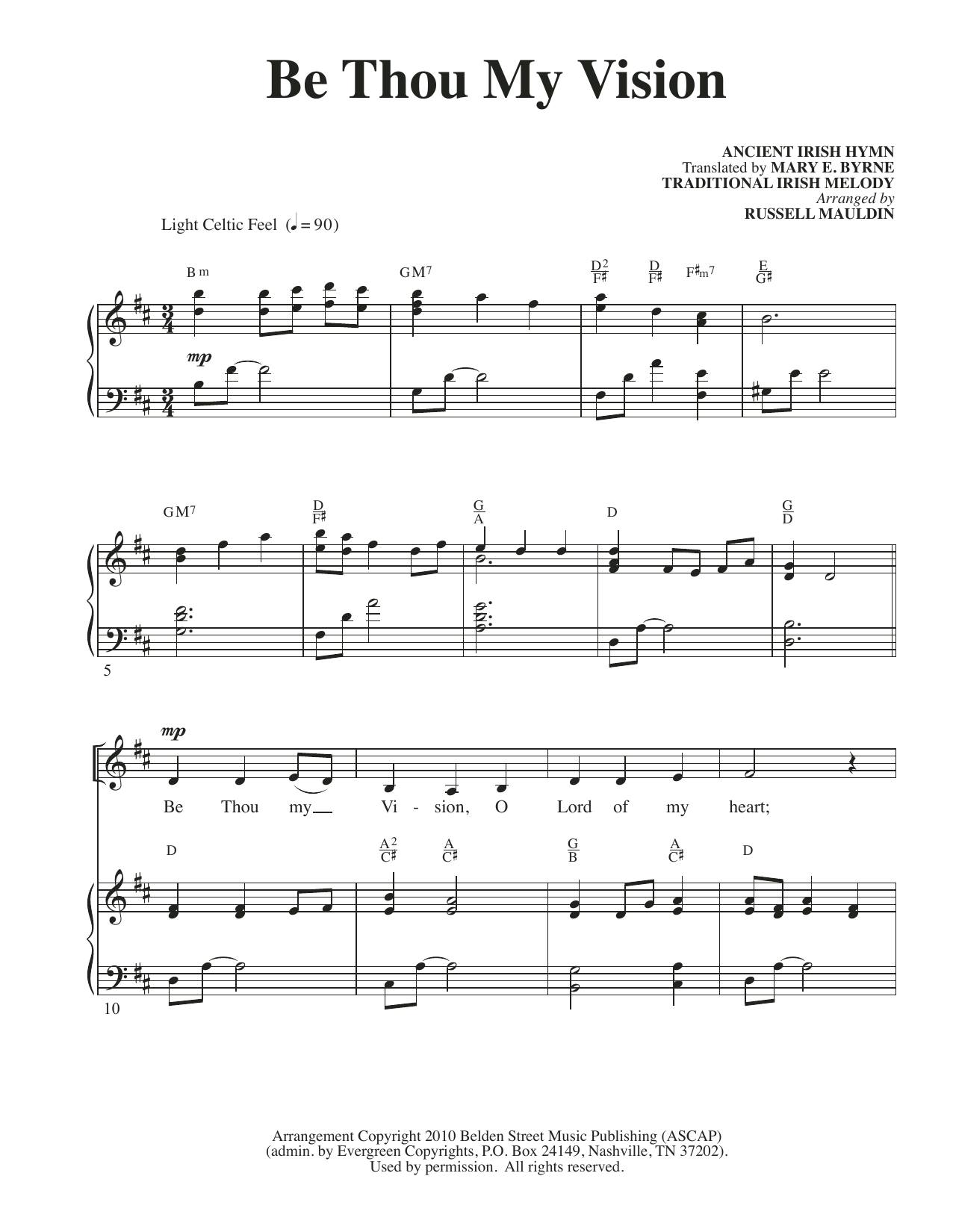 Download Traditional Irish Melody Be Thou My Vision (arr. Russell Mauldin) Sheet Music and learn how to play Piano & Vocal PDF digital score in minutes