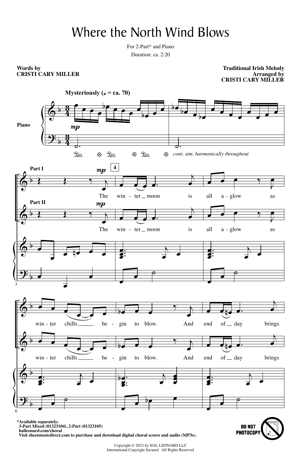 Download Traditional Irish Melody Where The North Wind Blows (arr. Cristi Cary Miller) Sheet Music and learn how to play 3-Part Mixed Choir PDF digital score in minutes