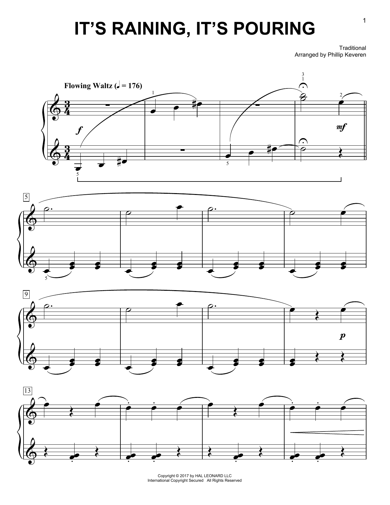 Download Phillip Keveren It's Raining, It's Pouring Sheet Music and learn how to play Easy Piano PDF digital score in minutes