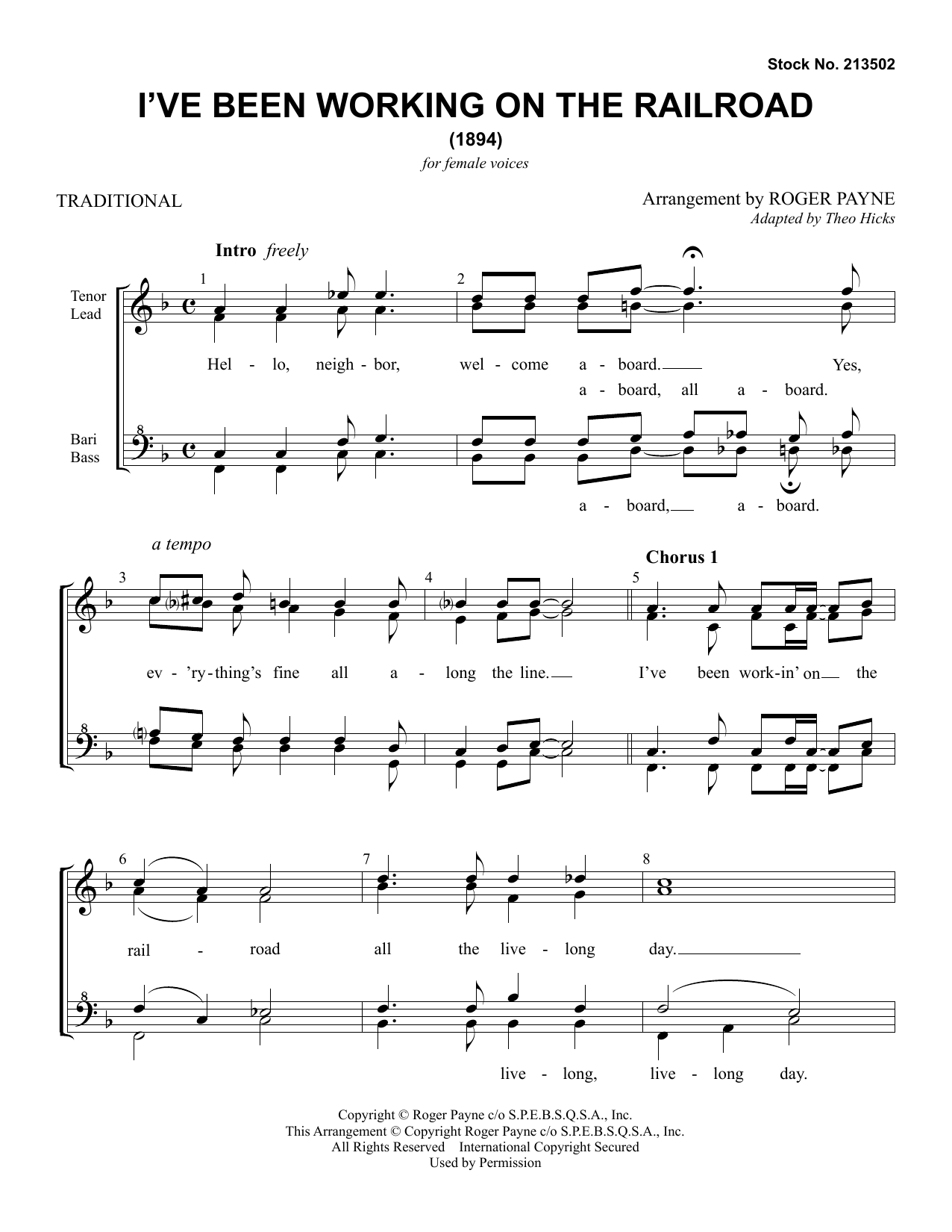 Download Traditional I've Been Working On The Railroad (arr. Roger Payne) Sheet Music and learn how to play SSAA Choir PDF digital score in minutes