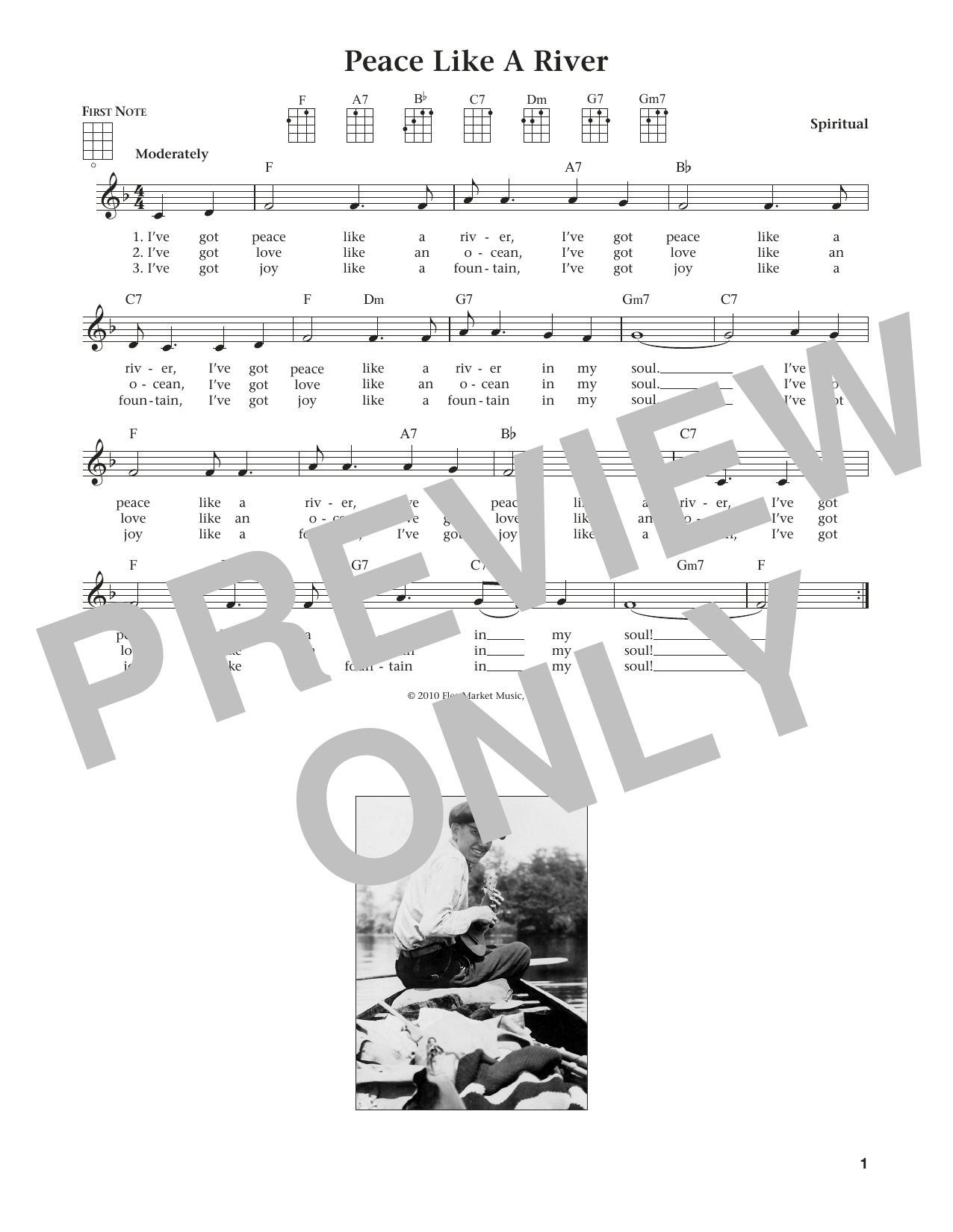 Download Traditional I've Got Peace Like A River Sheet Music and learn how to play Ukulele PDF digital score in minutes