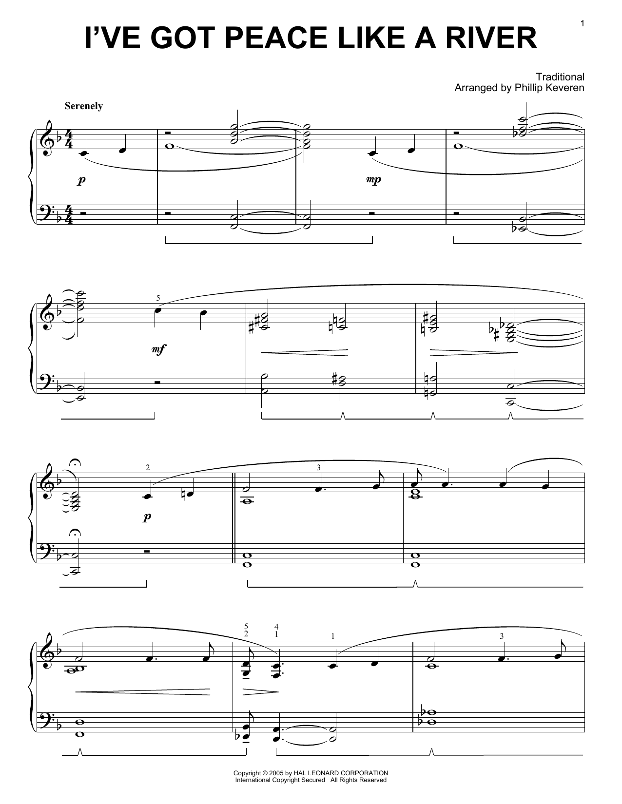 Download Traditional I've Got Peace Like A River [Jazz version] (arr. Phillip Keveren) Sheet Music and learn how to play Piano Solo PDF digital score in minutes