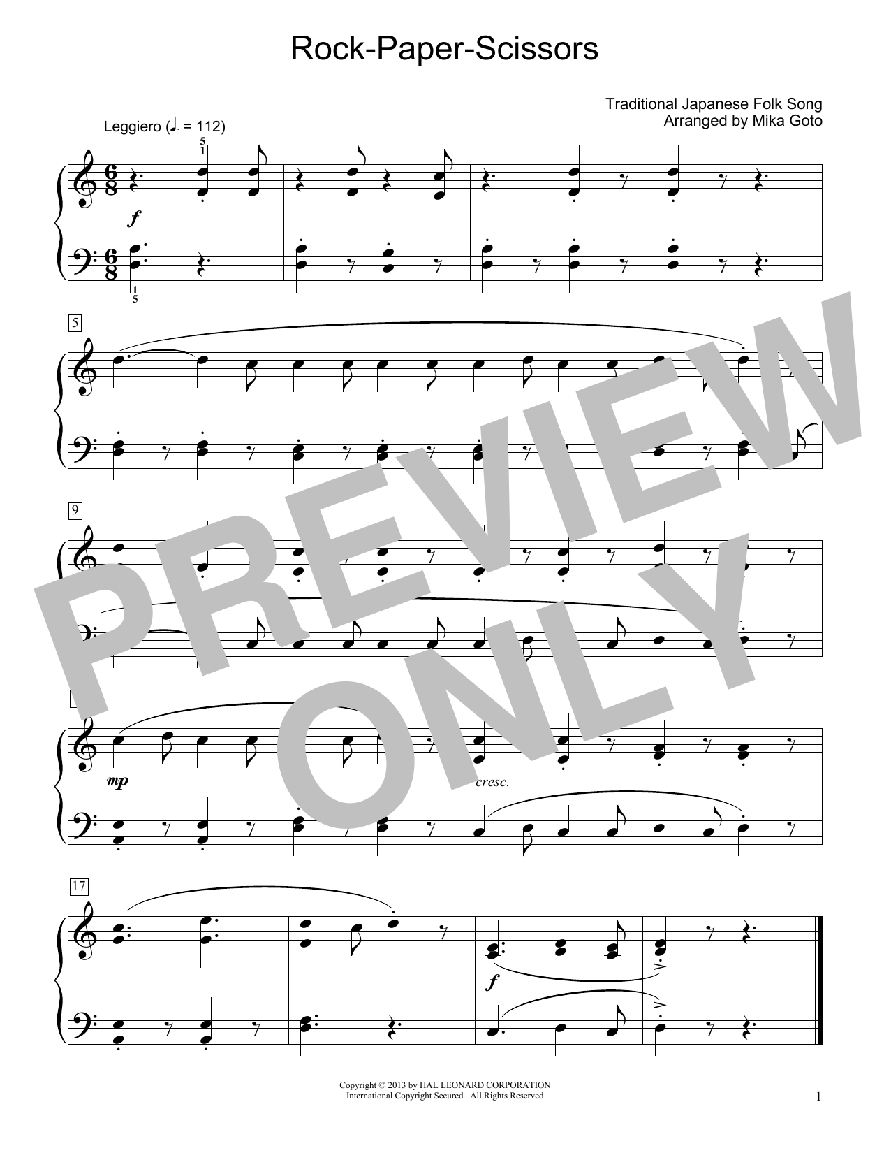 Download Traditional Japanese Folk Song Rock-Paper-Scissors (arr. Mika Goto) Sheet Music and learn how to play Educational Piano PDF digital score in minutes