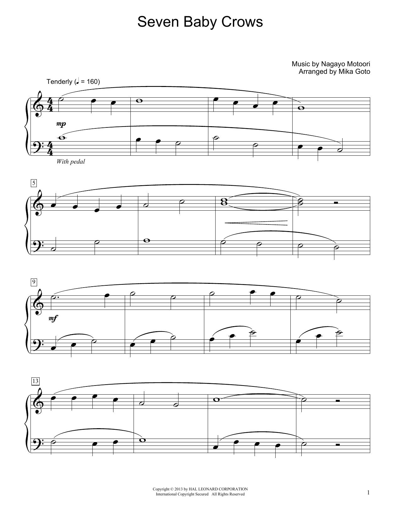 Download Traditional Japanese Folk Song Seven Baby Crows (arr. Mika Goto) Sheet Music and learn how to play Educational Piano PDF digital score in minutes