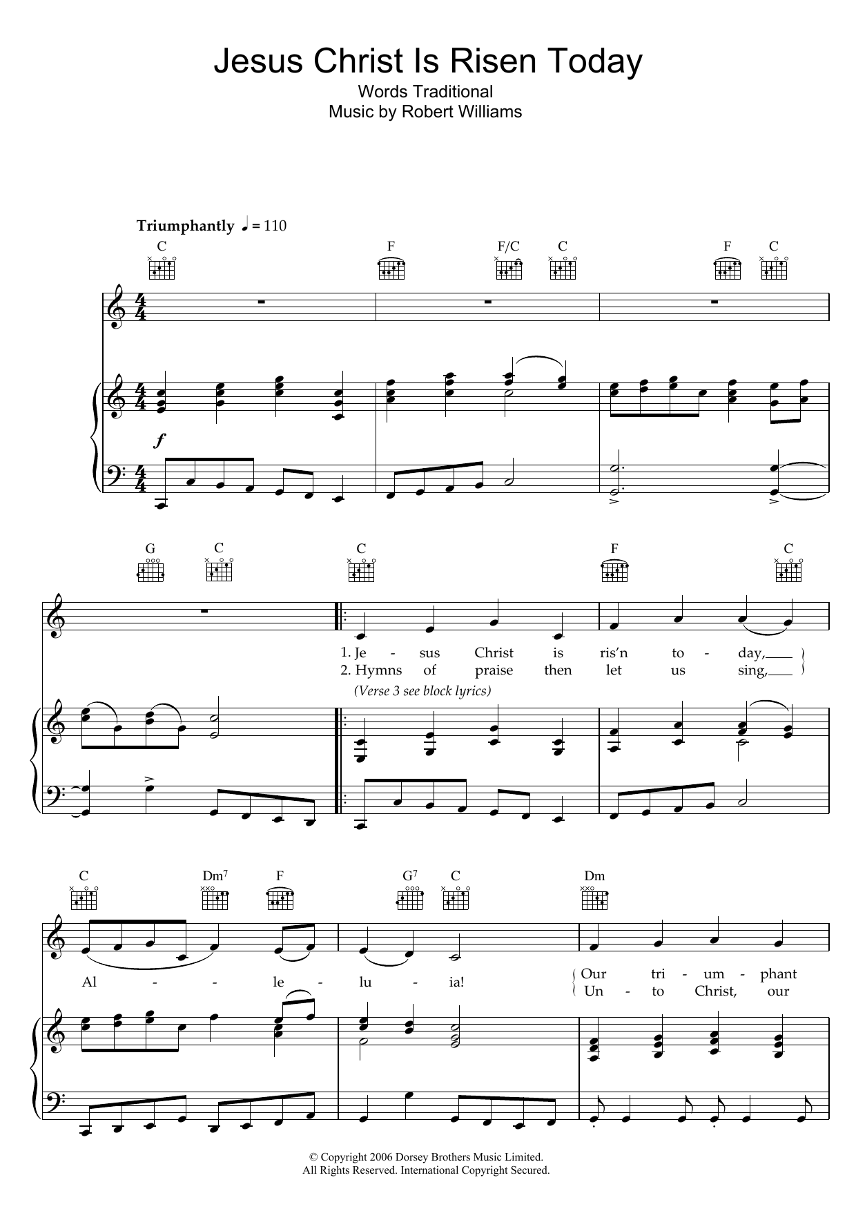 Download Traditional Jesus Christ Is Risen Today Sheet Music and learn how to play Piano, Vocal & Guitar (Right-Hand Melody) PDF digital score in minutes