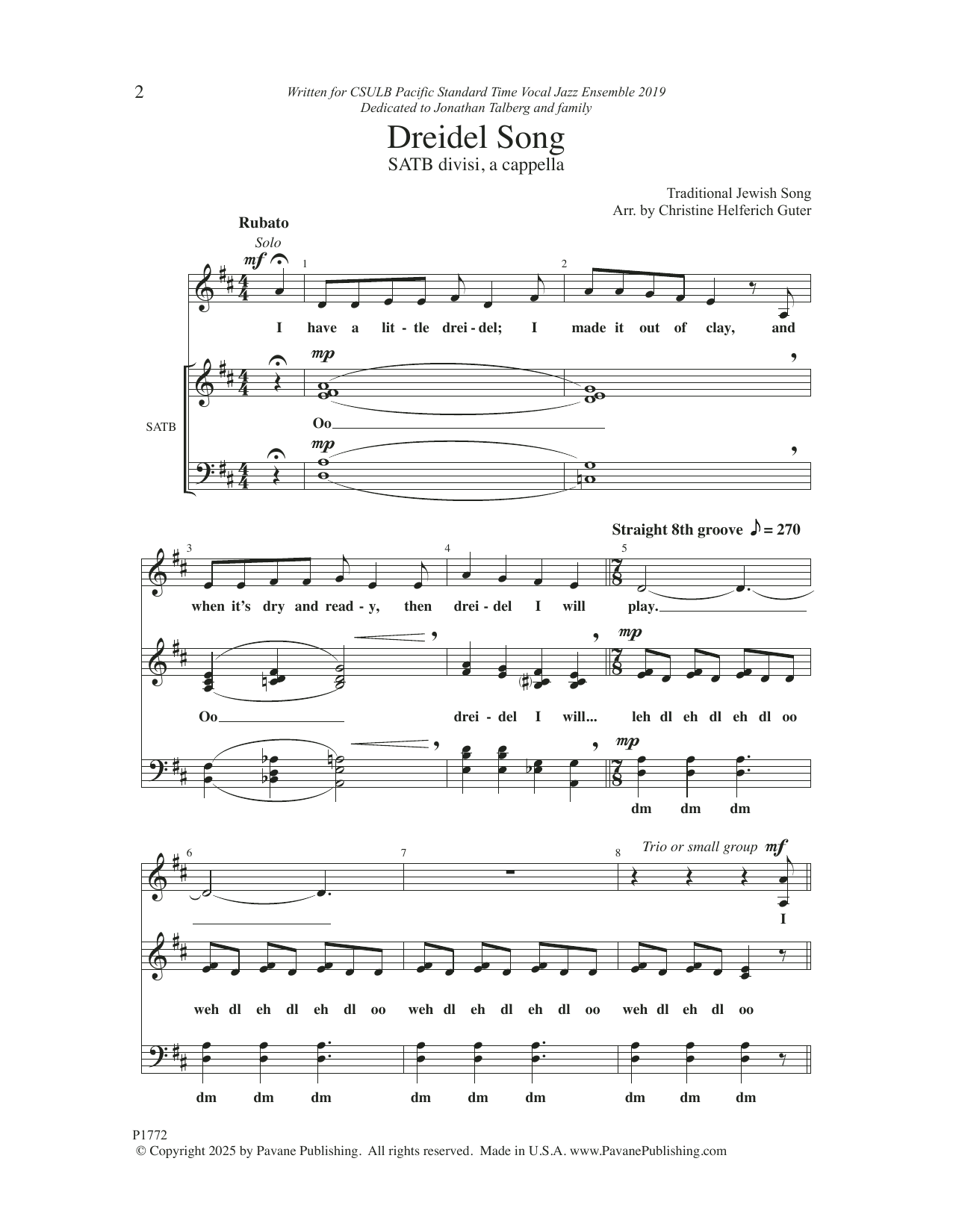 Download Traditional Jewish Song Dreidel Song (arr. Christine Helferich Guter) Sheet Music and learn how to play Choir PDF digital score in minutes