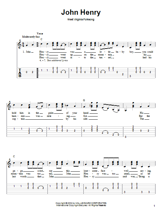 Download Traditional John Henry Sheet Music and learn how to play Guitar Tab PDF digital score in minutes