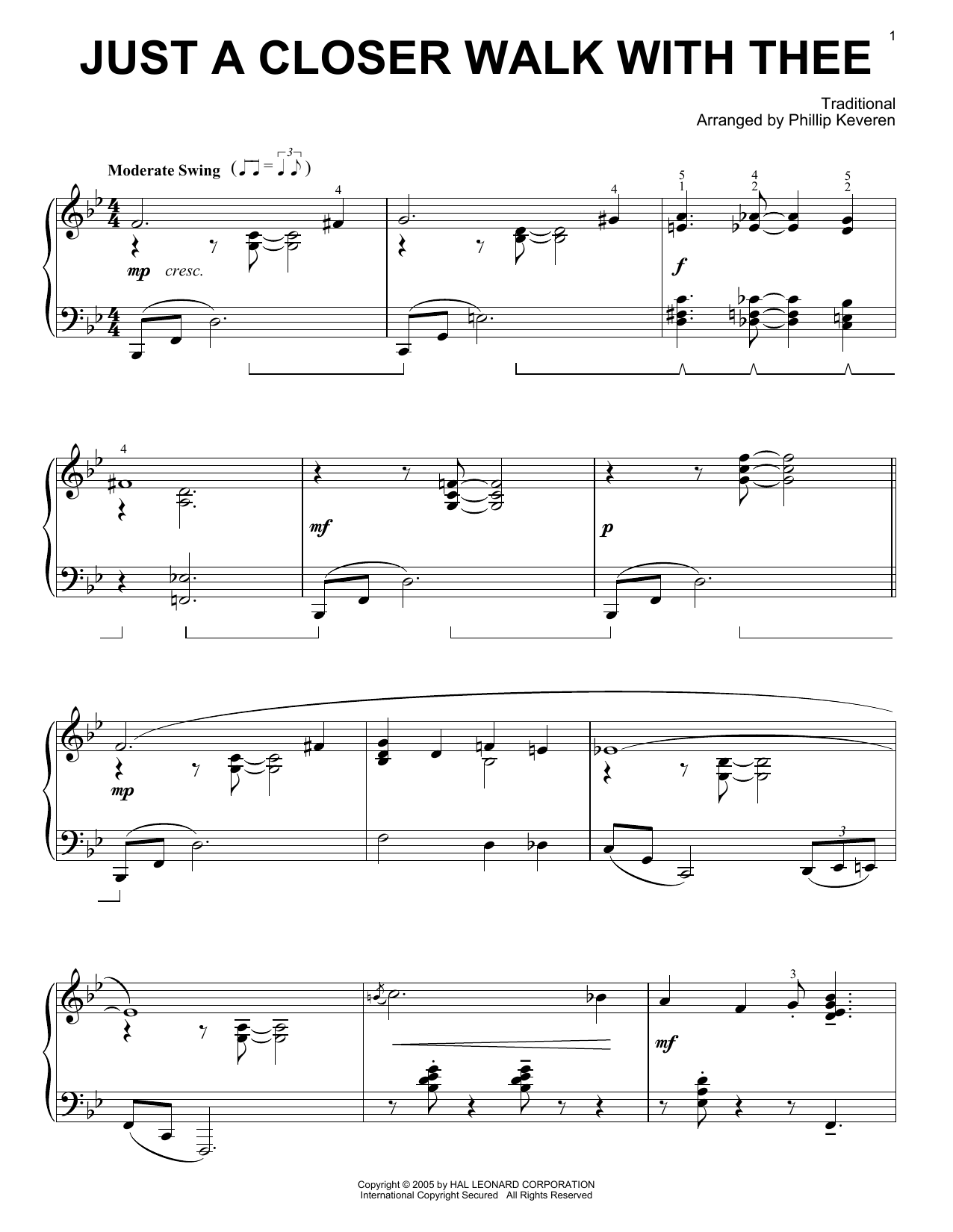 Download Traditional Just A Closer Walk With Thee [Jazz version] (arr. Phillip Keveren) Sheet Music and learn how to play Piano Solo PDF digital score in minutes