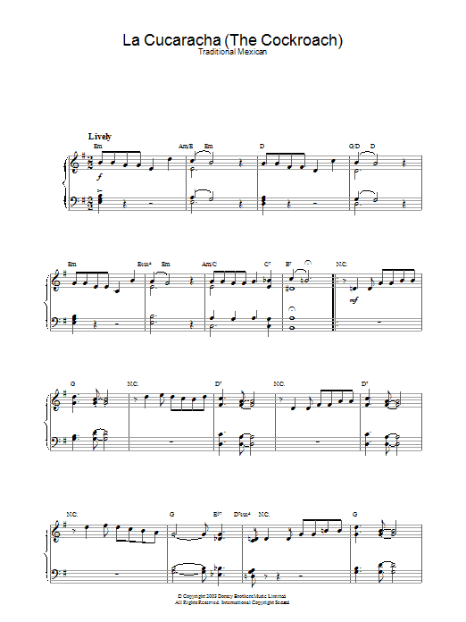 Download Traditional La Cucaracha (The Cockroach) Sheet Music and learn how to play SATB PDF digital score in minutes