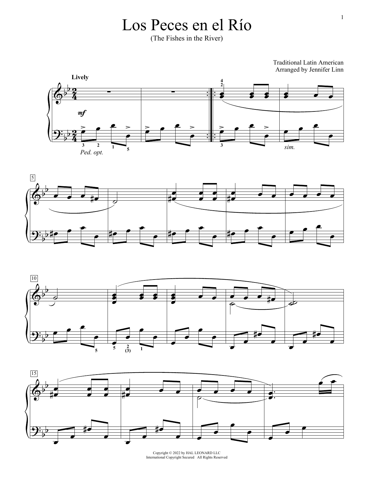 Download Traditional Latin American Los Peces En El Rio (arr. Jennifer Linn) Sheet Music and learn how to play Educational Piano PDF digital score in minutes