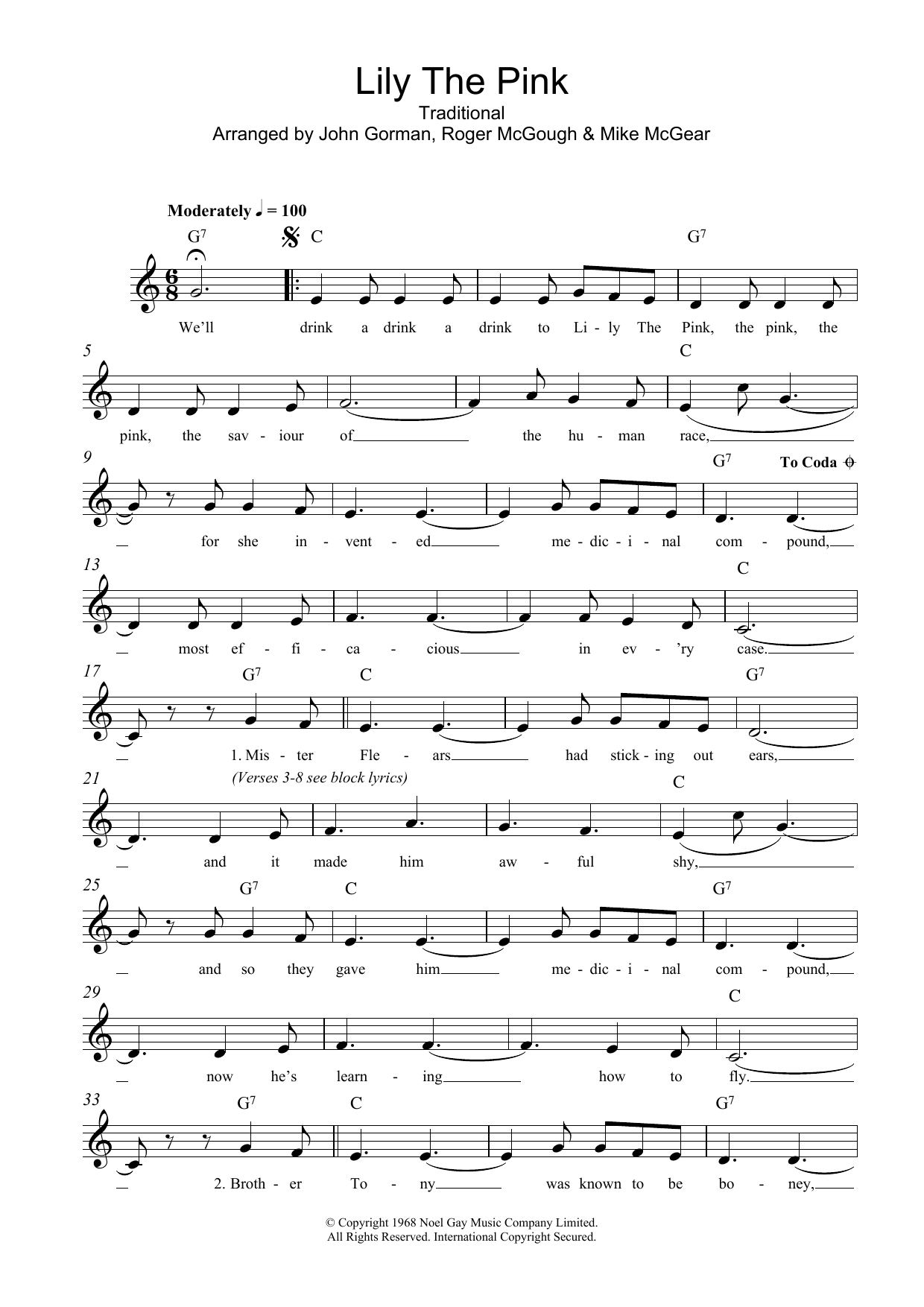 Download Traditional Lily The Pink Sheet Music and learn how to play Lead Sheet / Fake Book PDF digital score in minutes