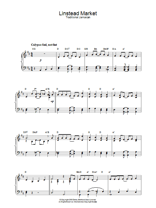 Download Traditional Linstead Market Sheet Music and learn how to play Piano PDF digital score in minutes