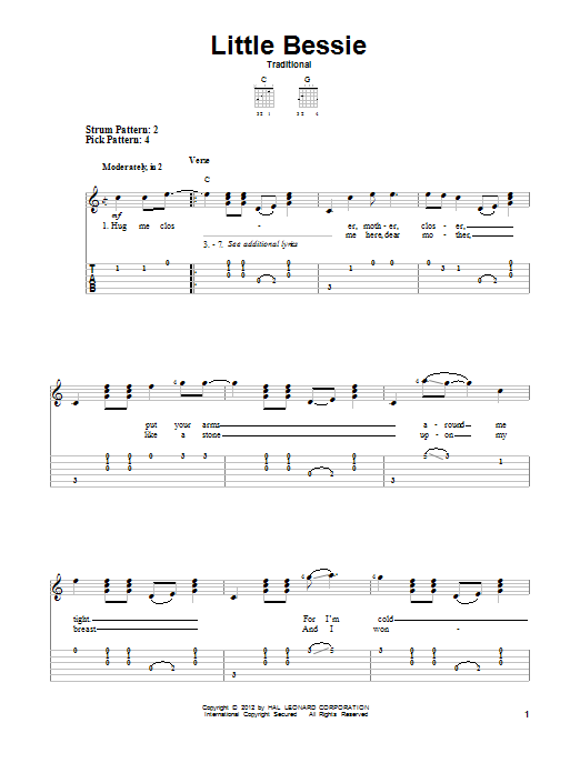 Download Traditional Little Bessie Sheet Music and learn how to play Real Book – Melody, Lyrics & Chords PDF digital score in minutes