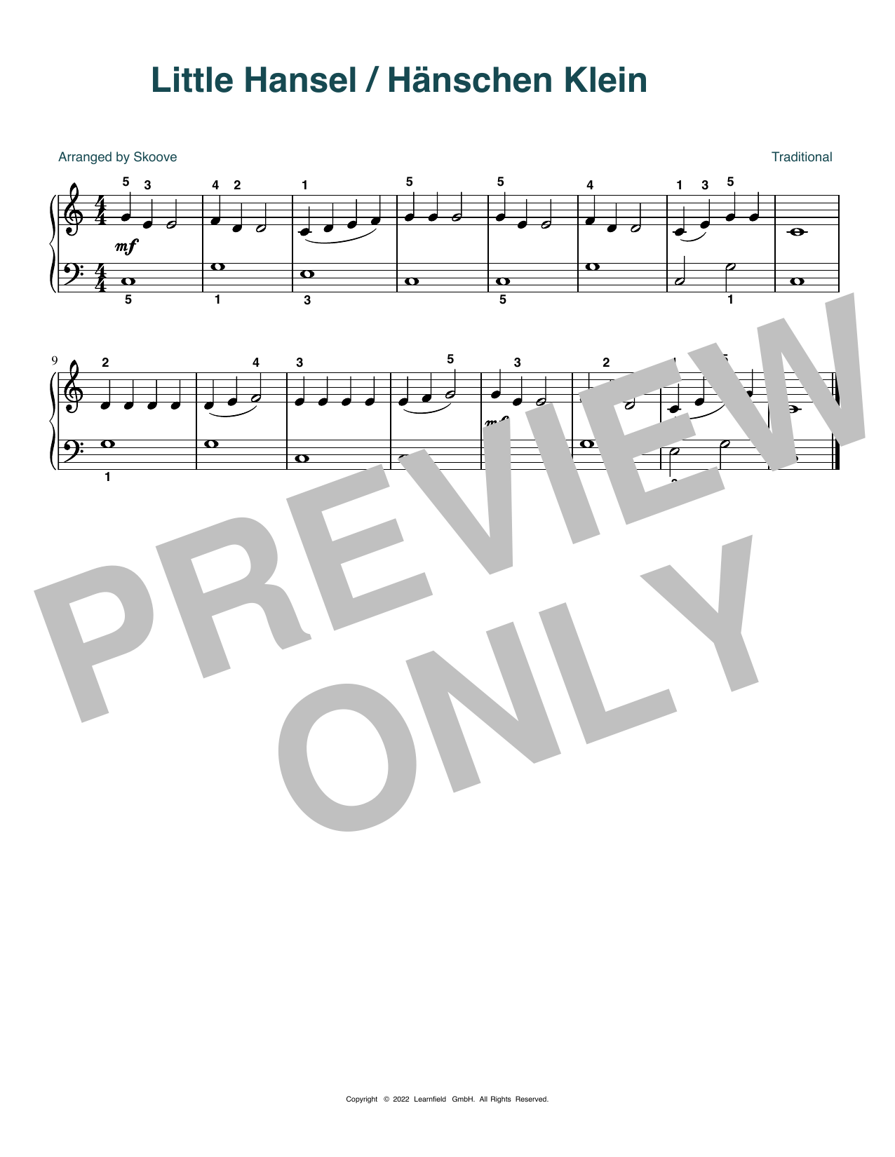 Download Traditional Little Hansel (arr. Skoove) Sheet Music and learn how to play Beginner Piano (Abridged) PDF digital score in minutes