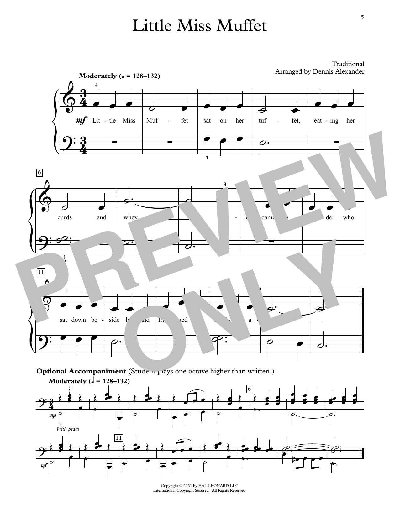 Download Traditional Little Miss Muffet (arr. Dennis Alexander) Sheet Music and learn how to play Educational Piano PDF digital score in minutes