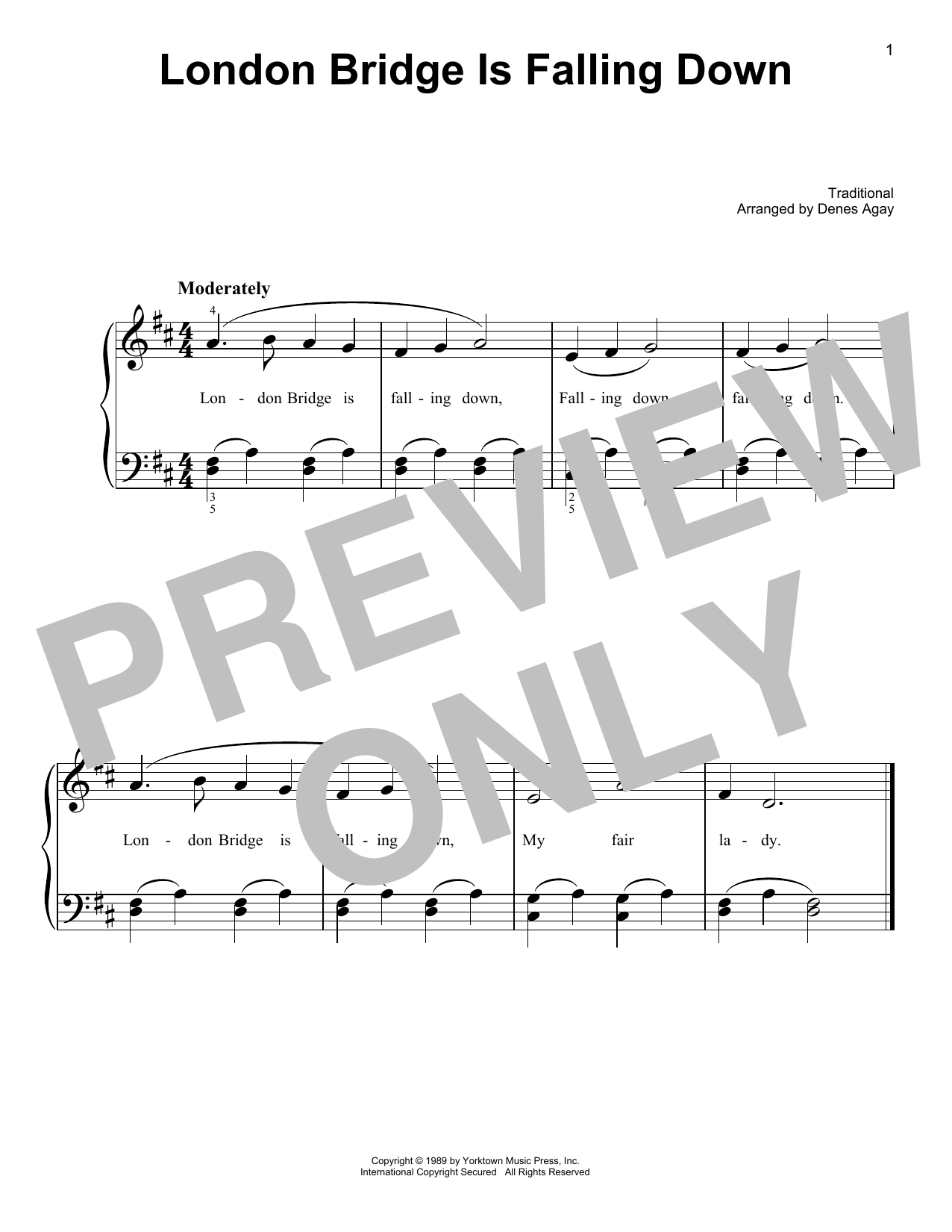 Download Traditional London Bridge (arr. Denes Agay) Sheet Music and learn how to play Easy Piano PDF digital score in minutes