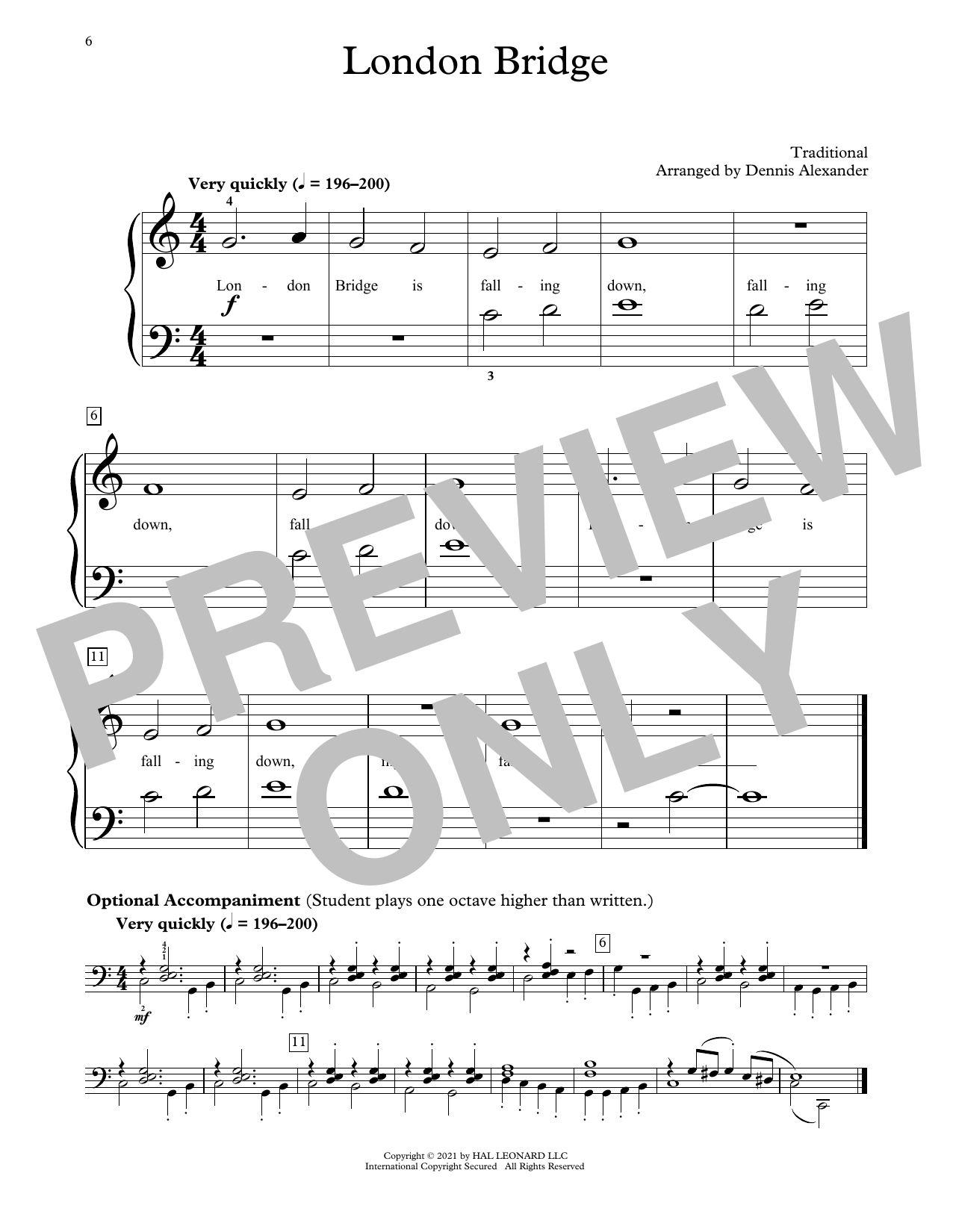 Download Traditional London Bridge (arr. Dennis Alexander) Sheet Music and learn how to play Educational Piano PDF digital score in minutes