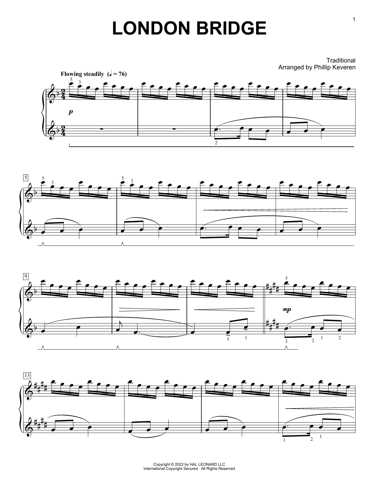 Download Traditional London Bridge (arr. Phillip Keveren) Sheet Music and learn how to play Piano Solo PDF digital score in minutes
